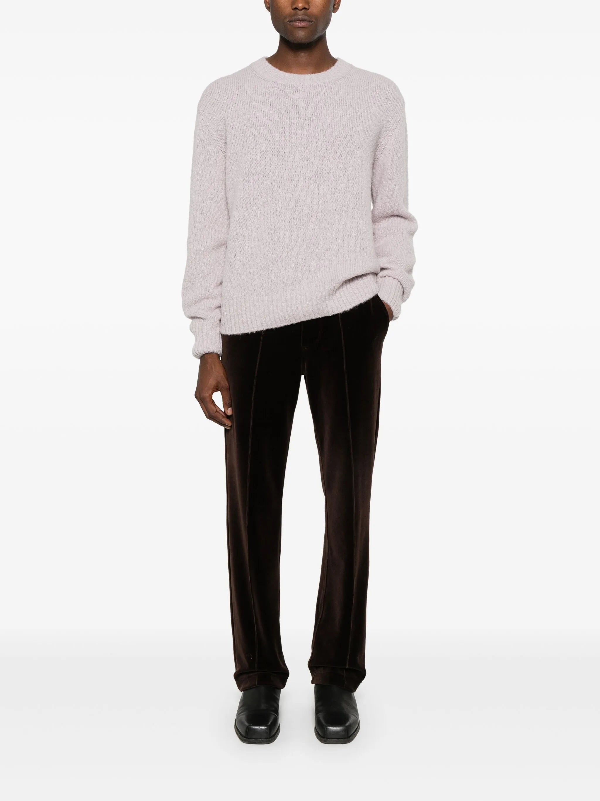 brushed crew-neck jumper