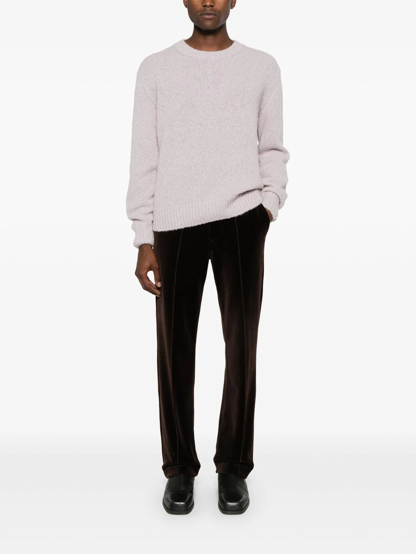 brushed crew-neck jumper