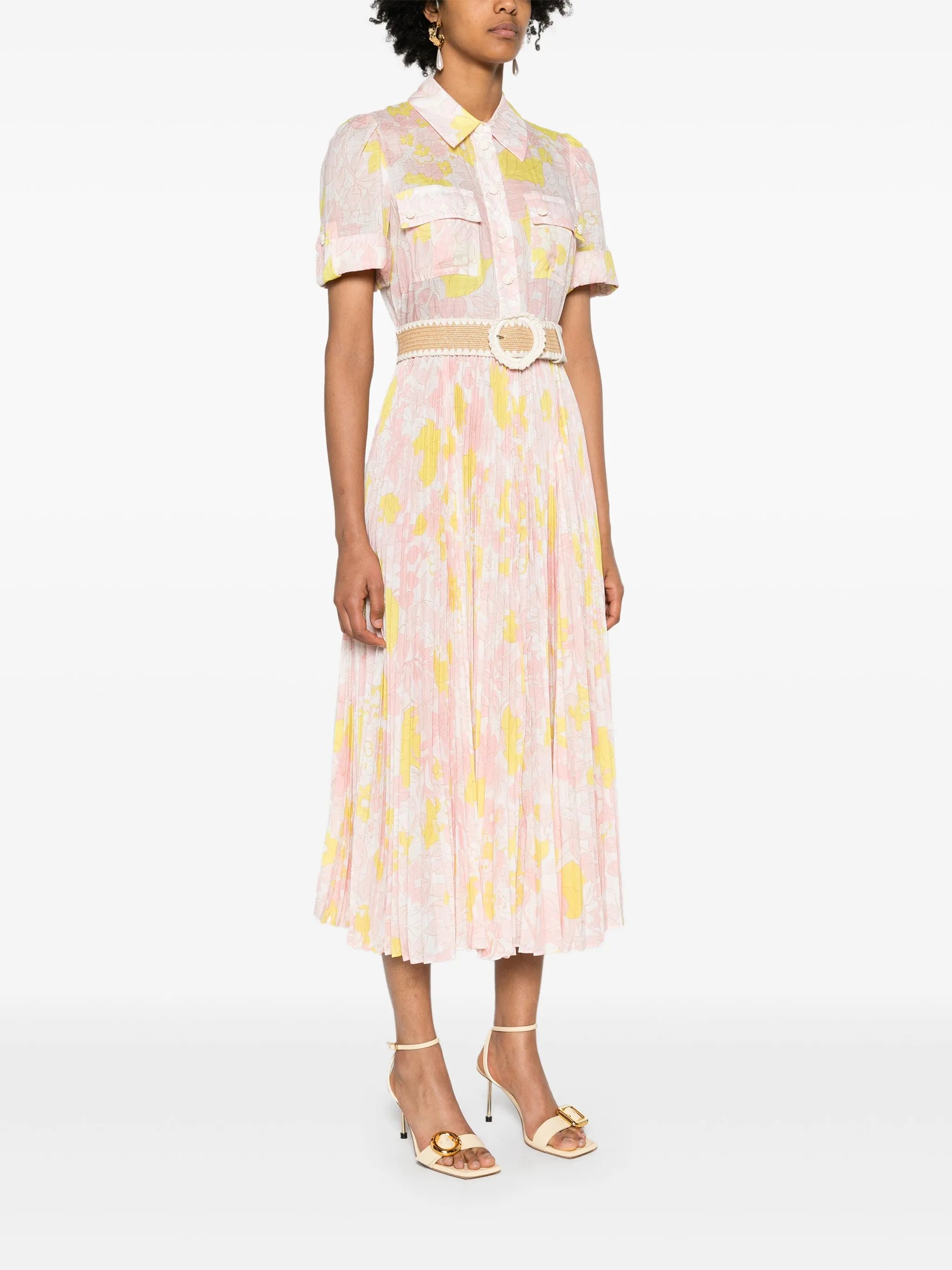 Pop floral-print midi dress