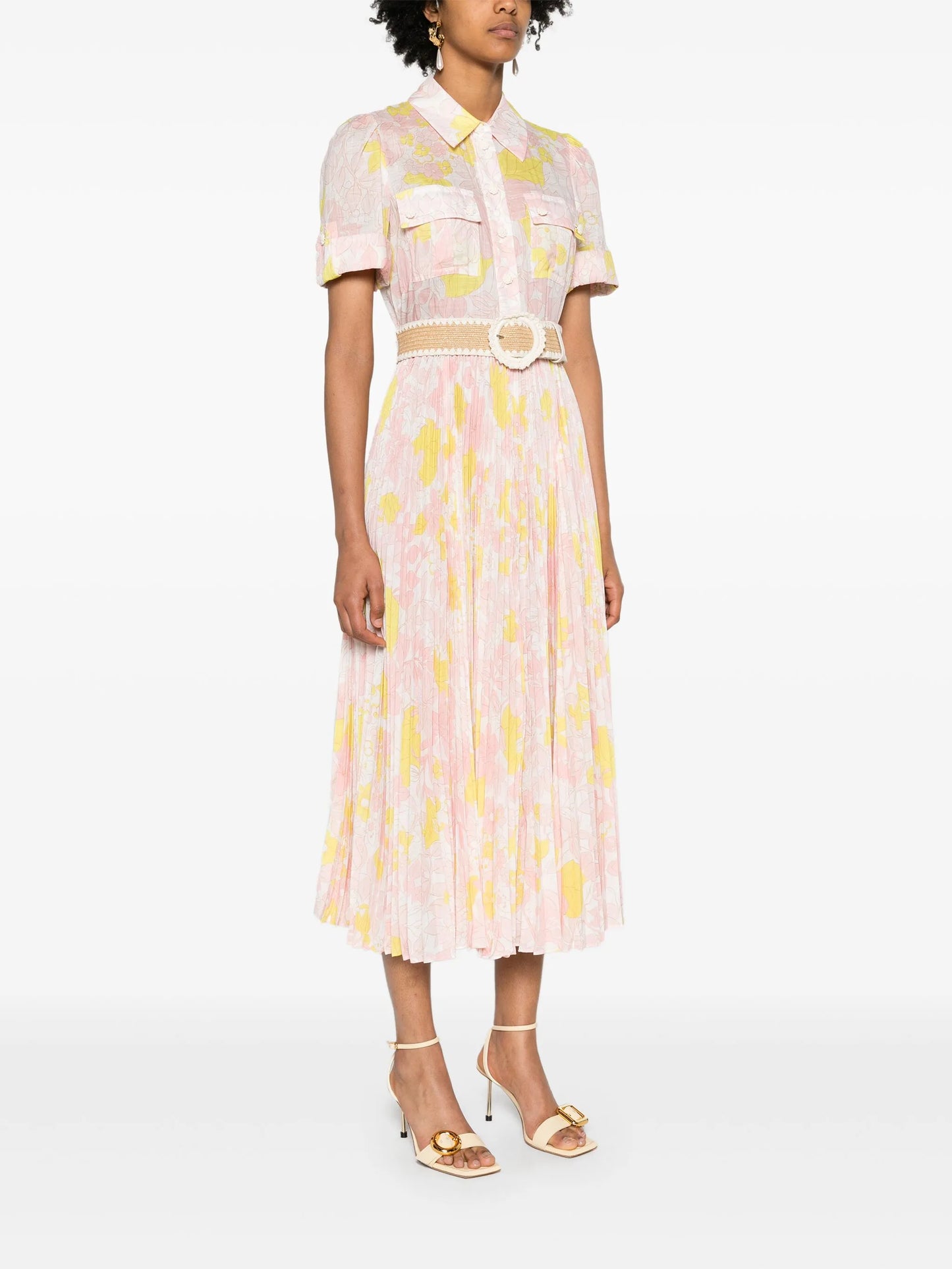 Pop floral-print midi dress