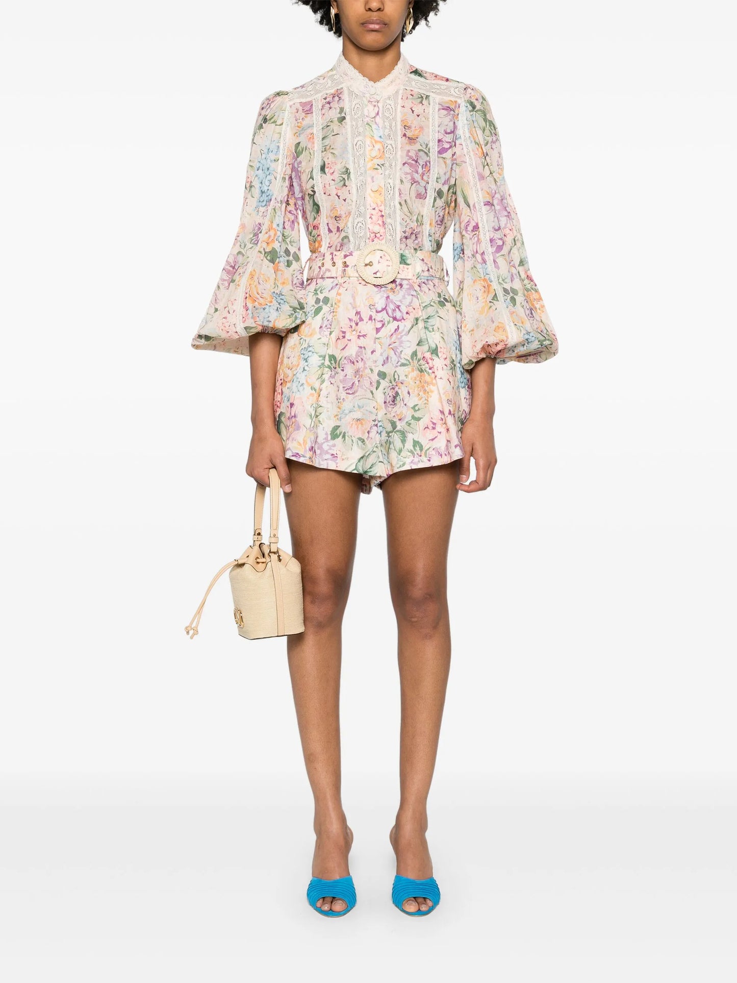 Halliday Tuck belted linen shorts