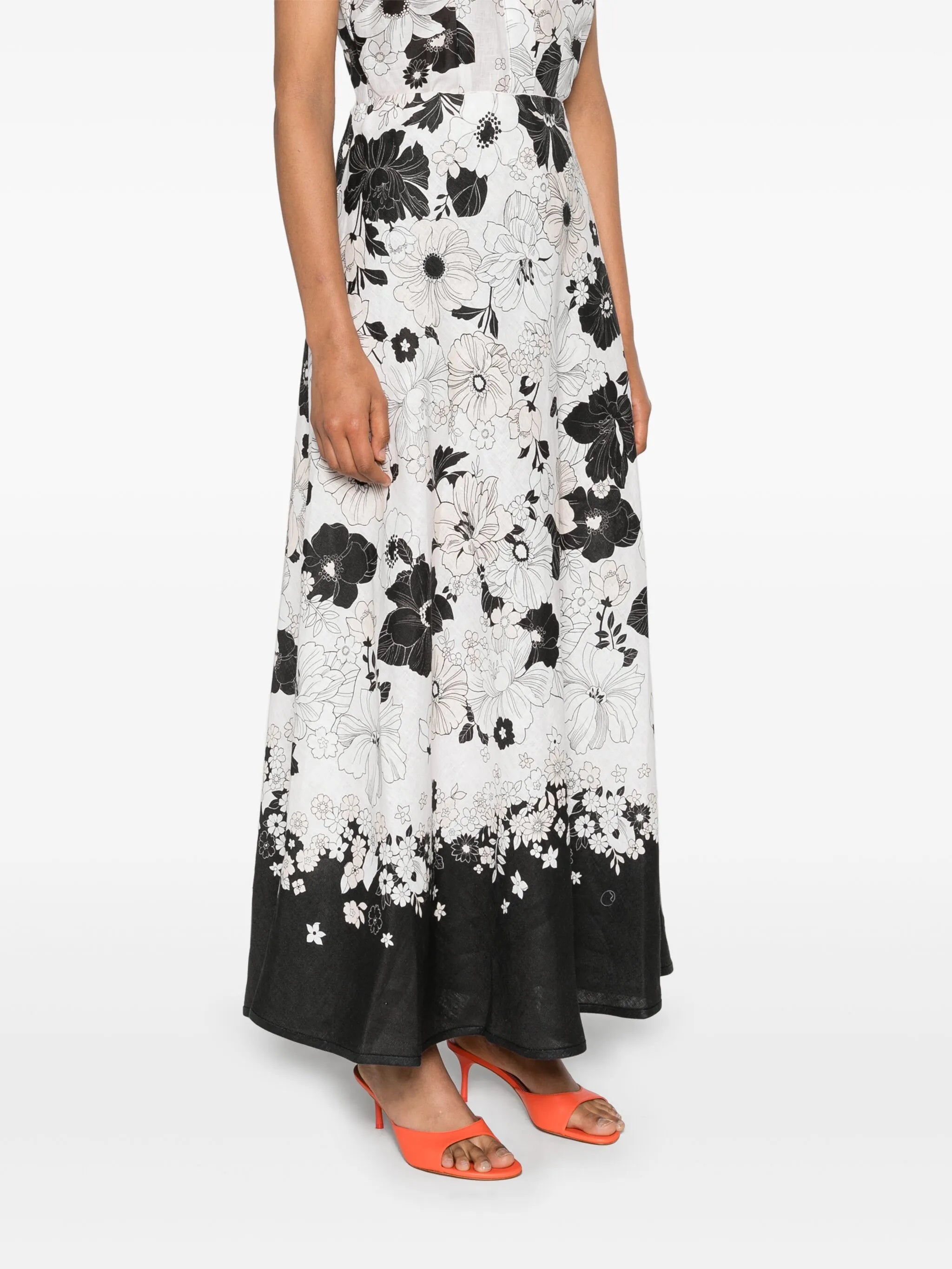 Pop floral-print midi skirt