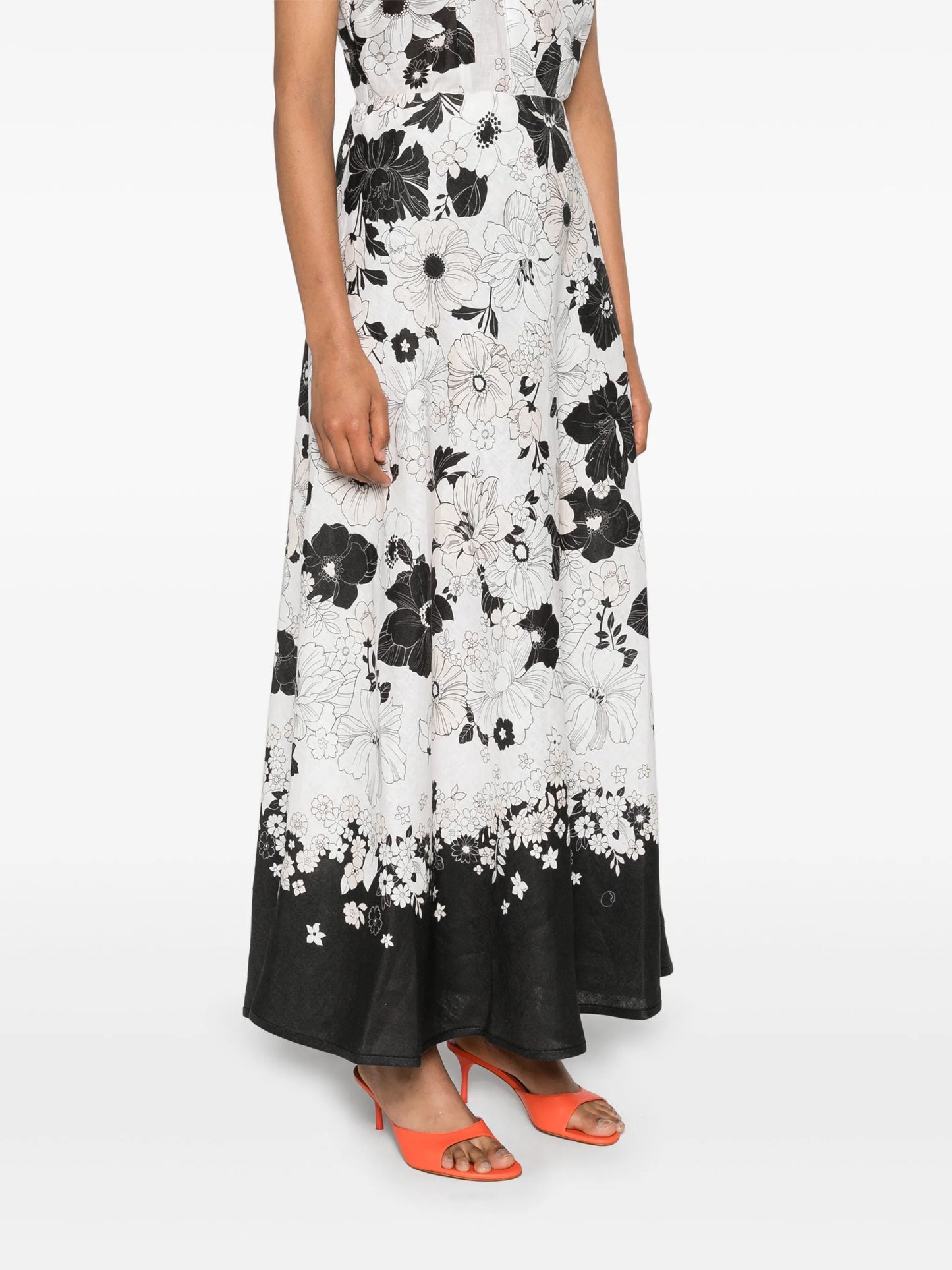 Pop floral-print midi skirt