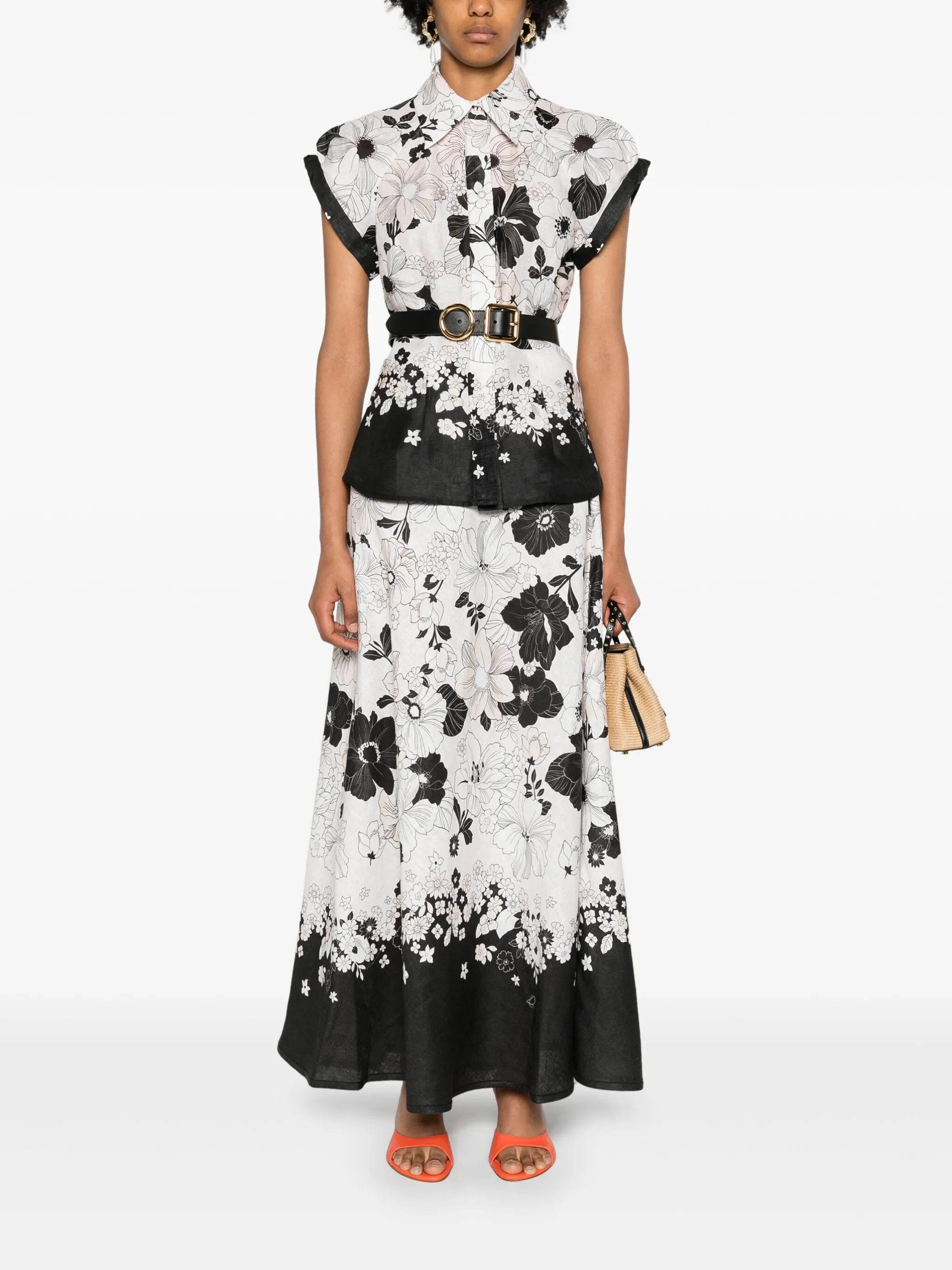 Pop floral-print midi skirt
