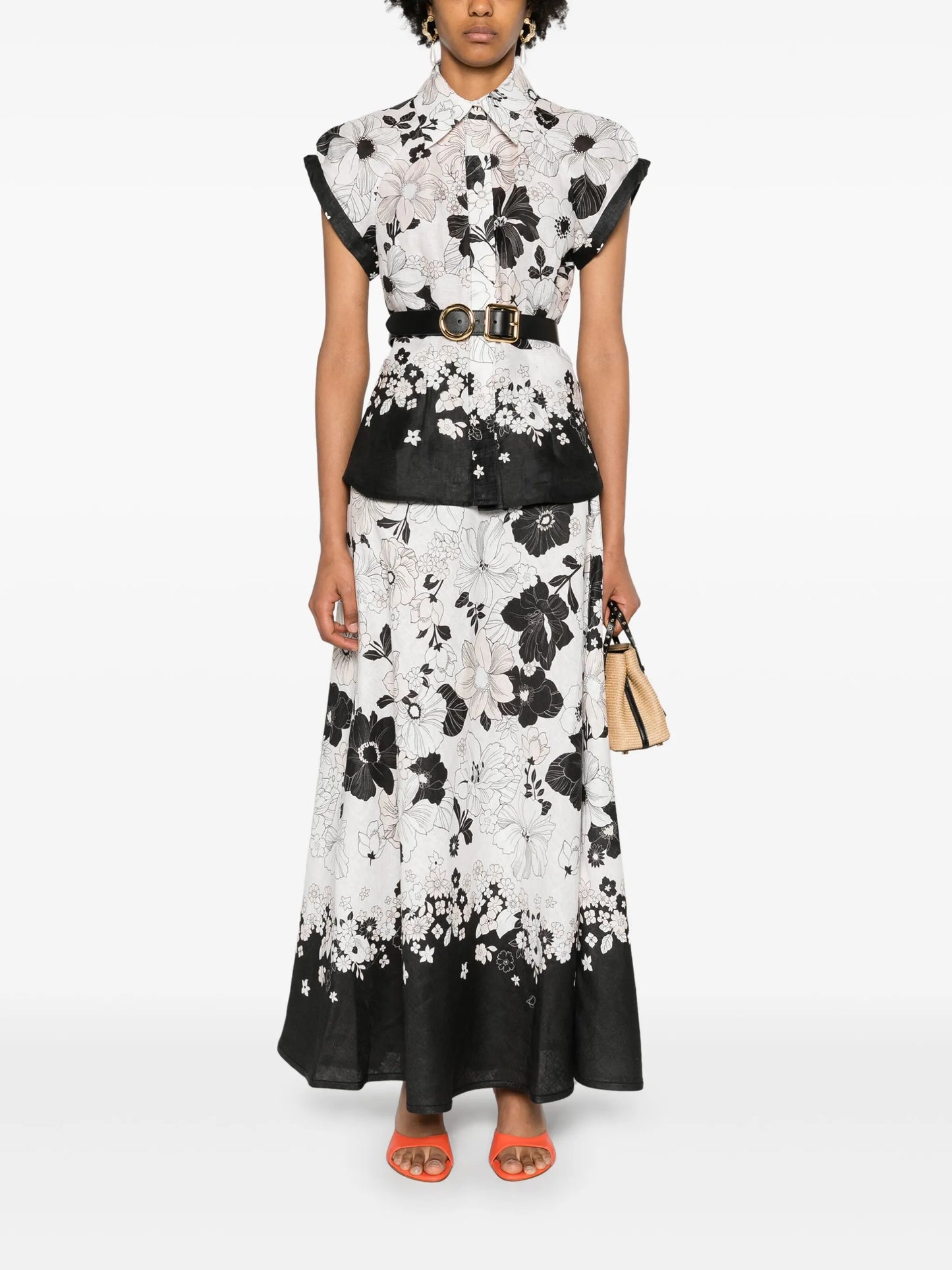 Pop floral-print midi skirt