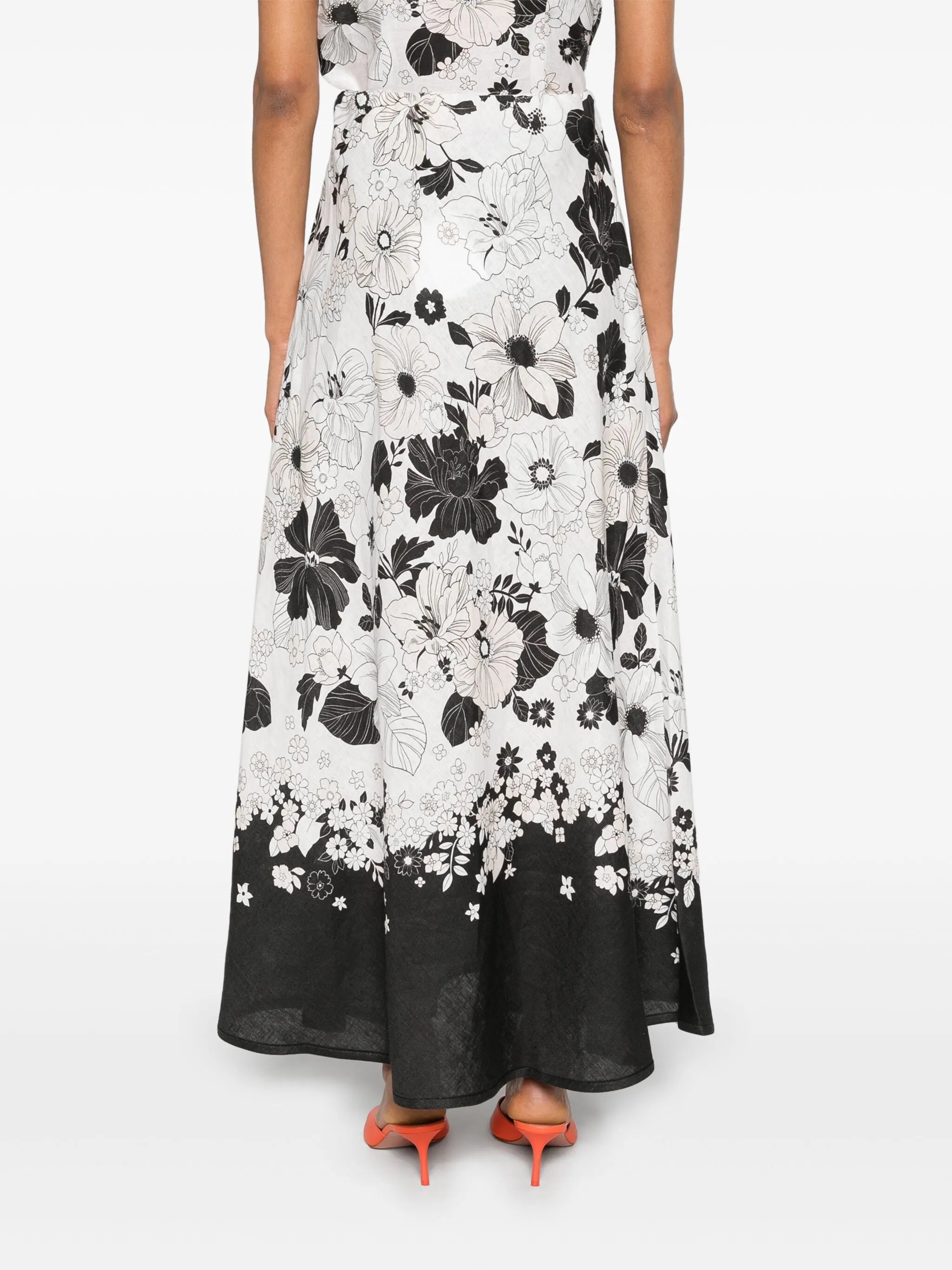 Pop floral-print midi skirt