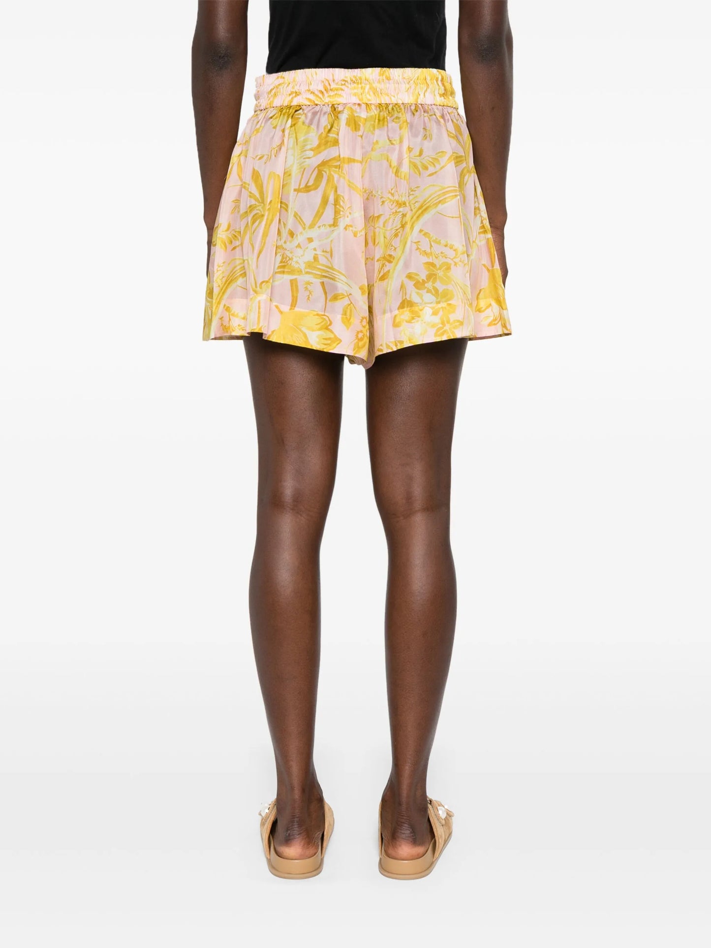 floral-print silk shorts