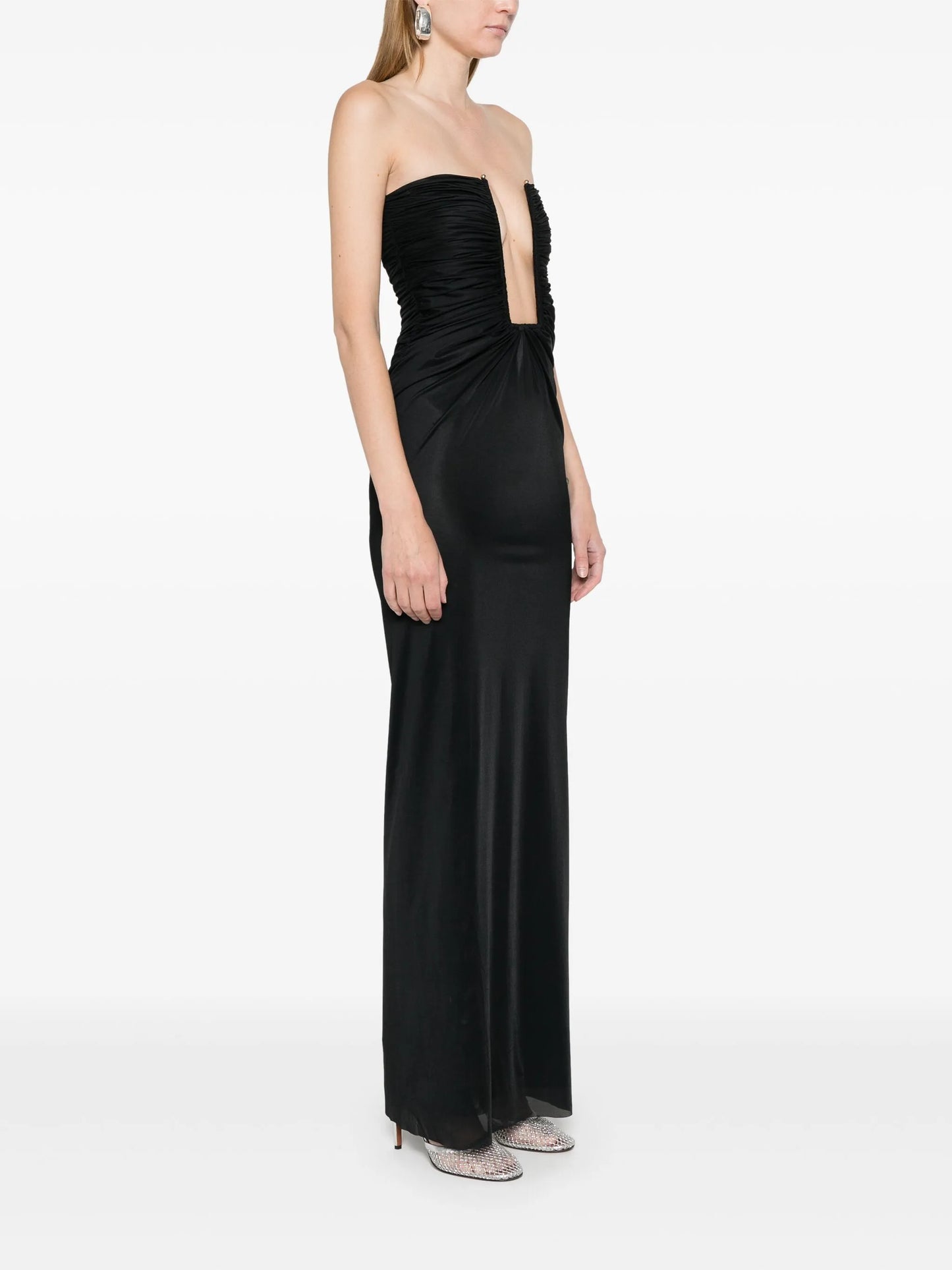 strapless plunging-neck maxi dress