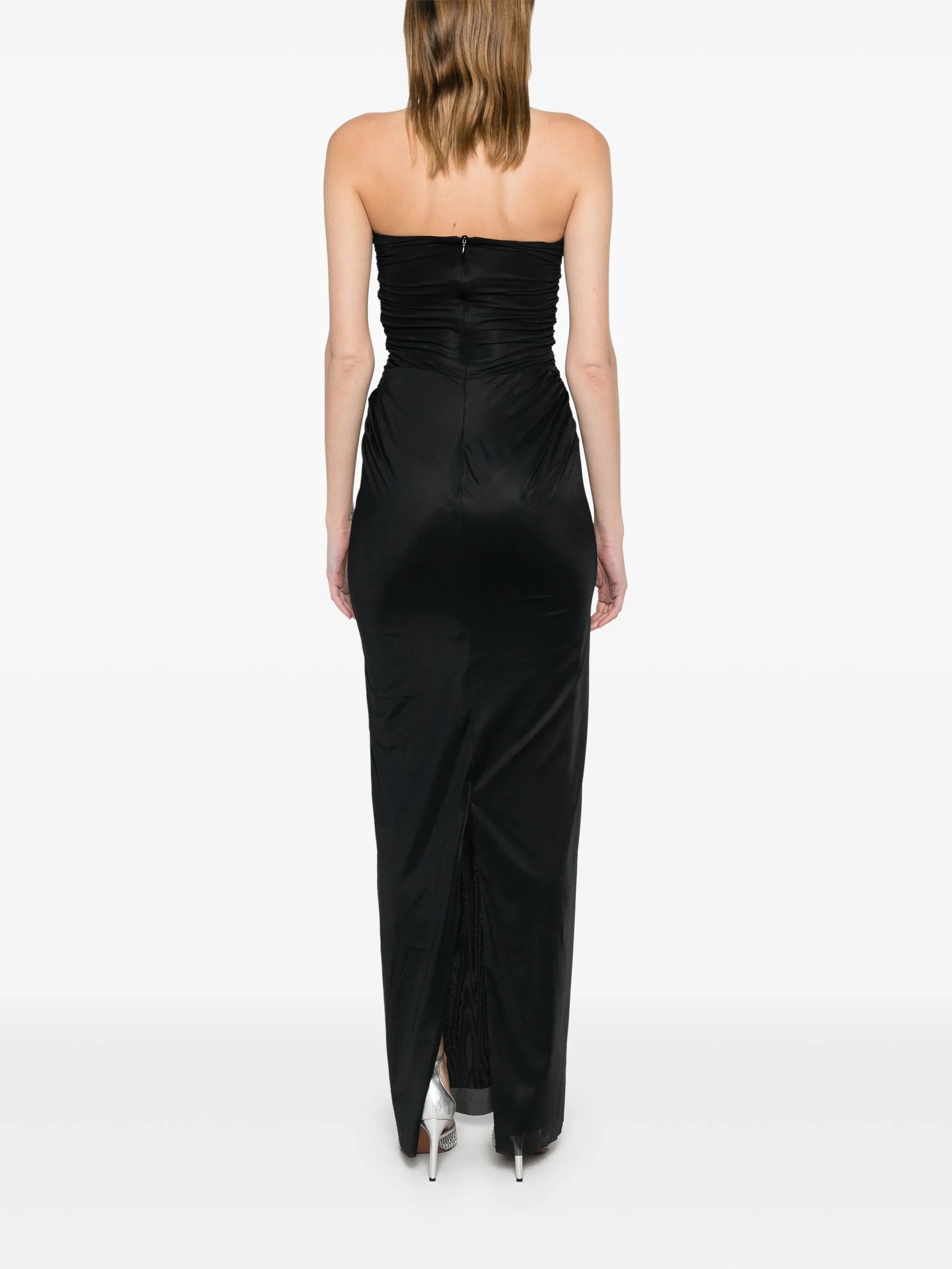 strapless plunging-neck maxi dress