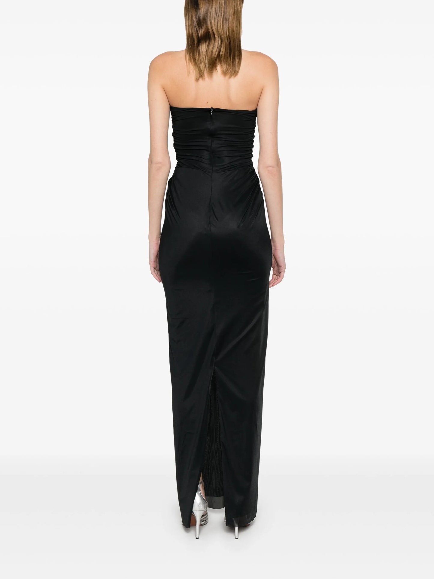 strapless plunging-neck maxi dress