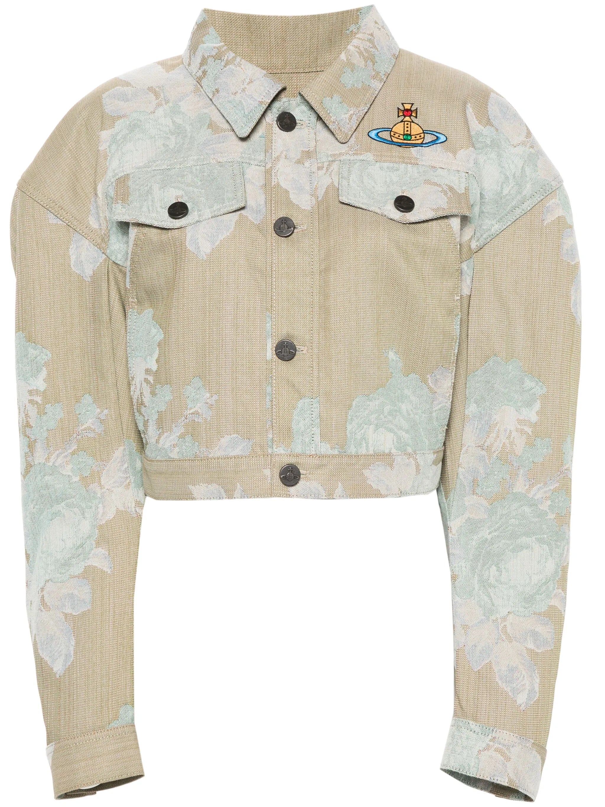 Orb-embroidered denim jacket