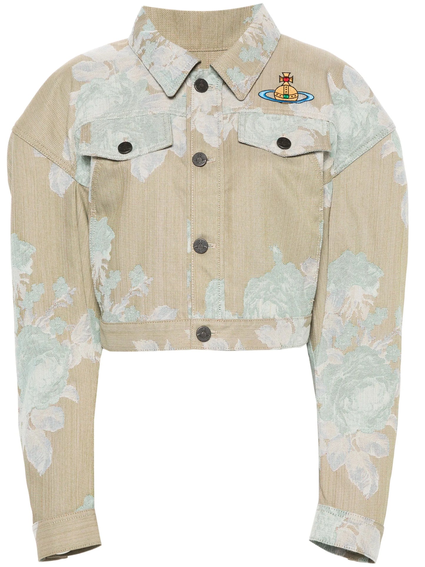 Orb-embroidered denim jacket
