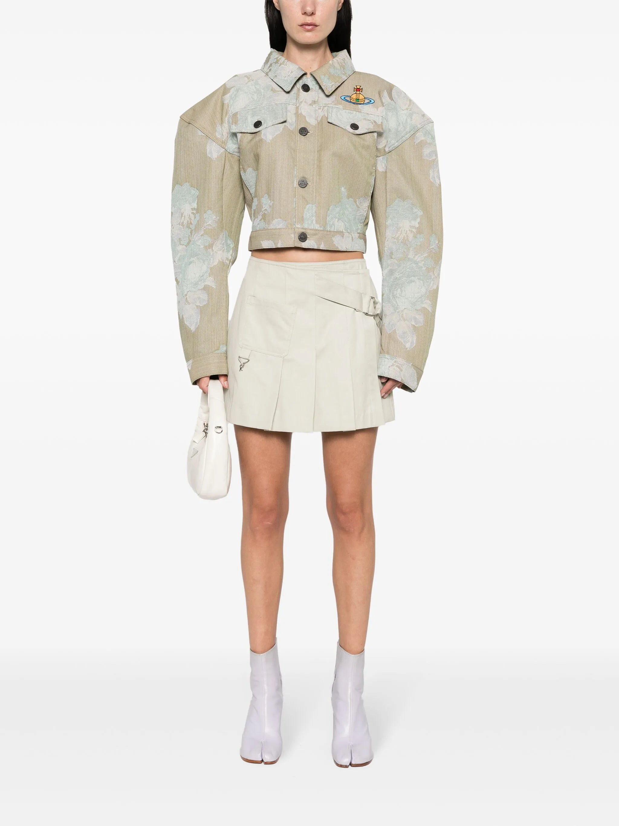 Orb-embroidered denim jacket