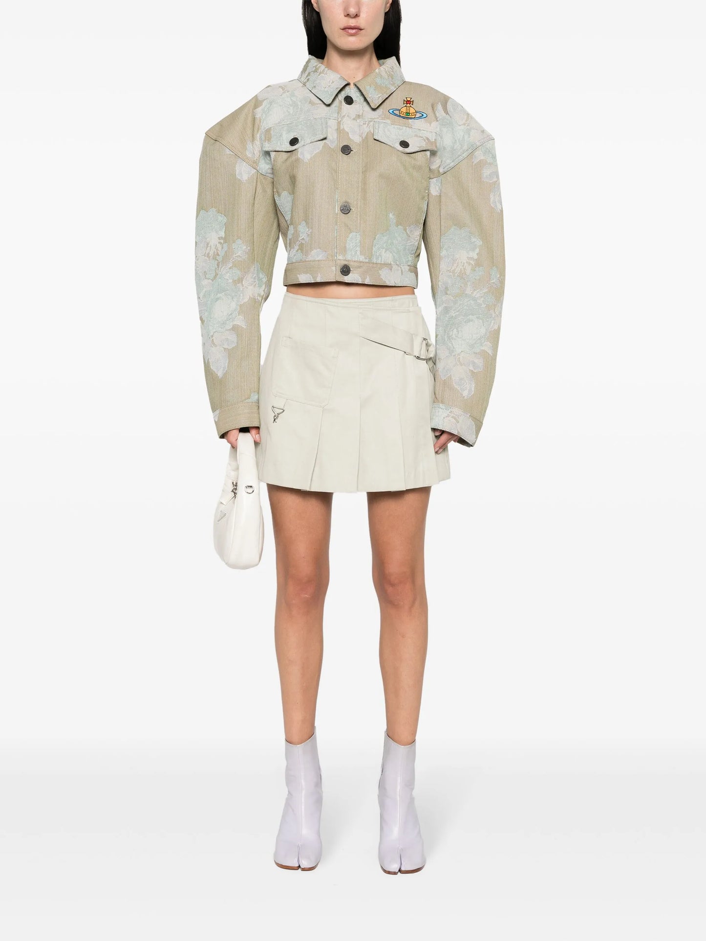 Orb-embroidered denim jacket