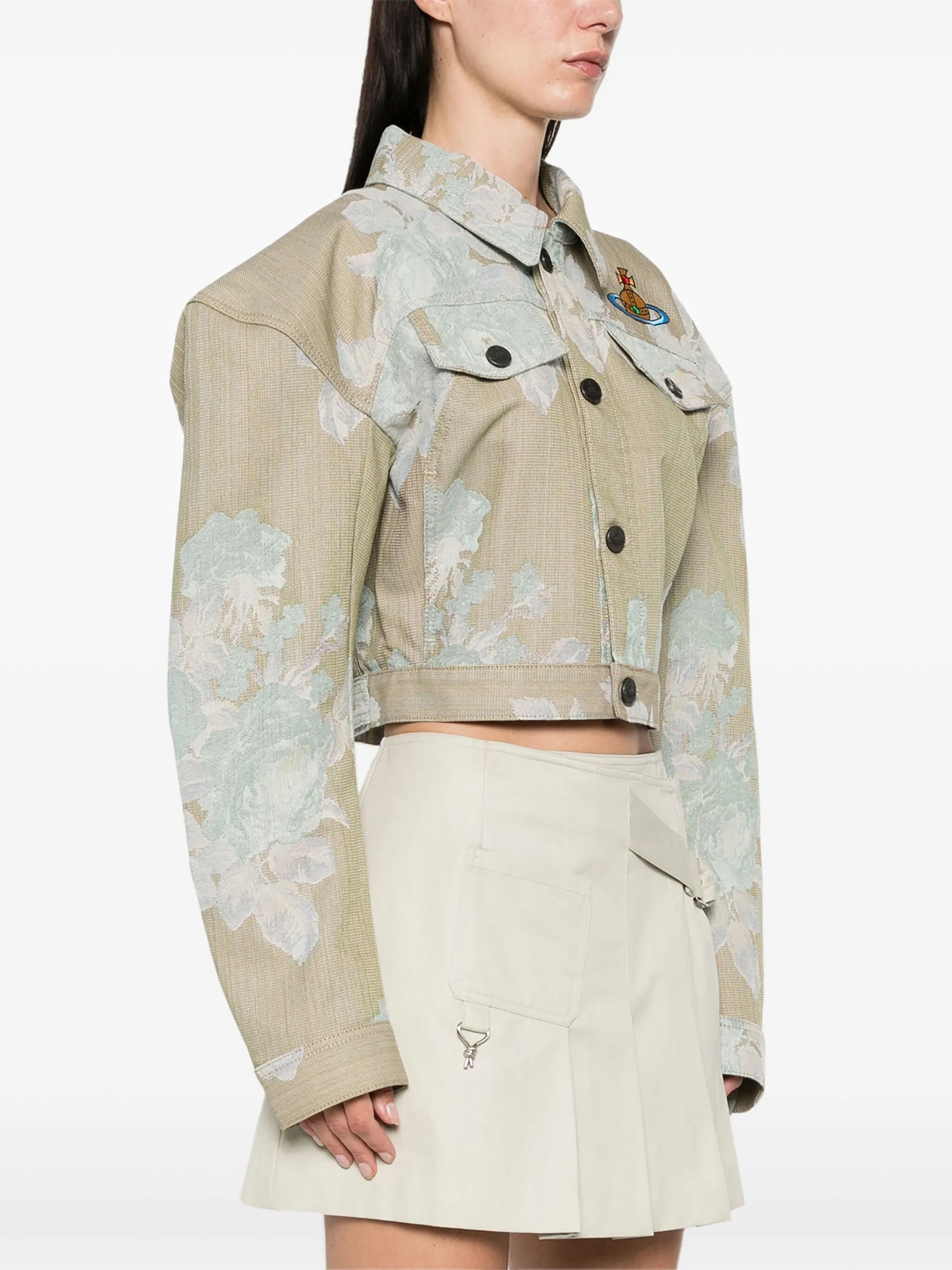 Orb-embroidered denim jacket