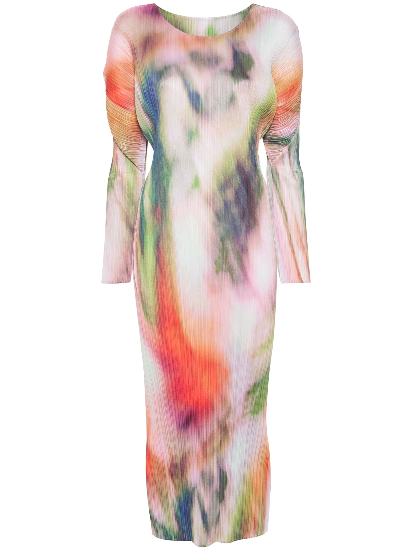watercolour plissé midi dress
