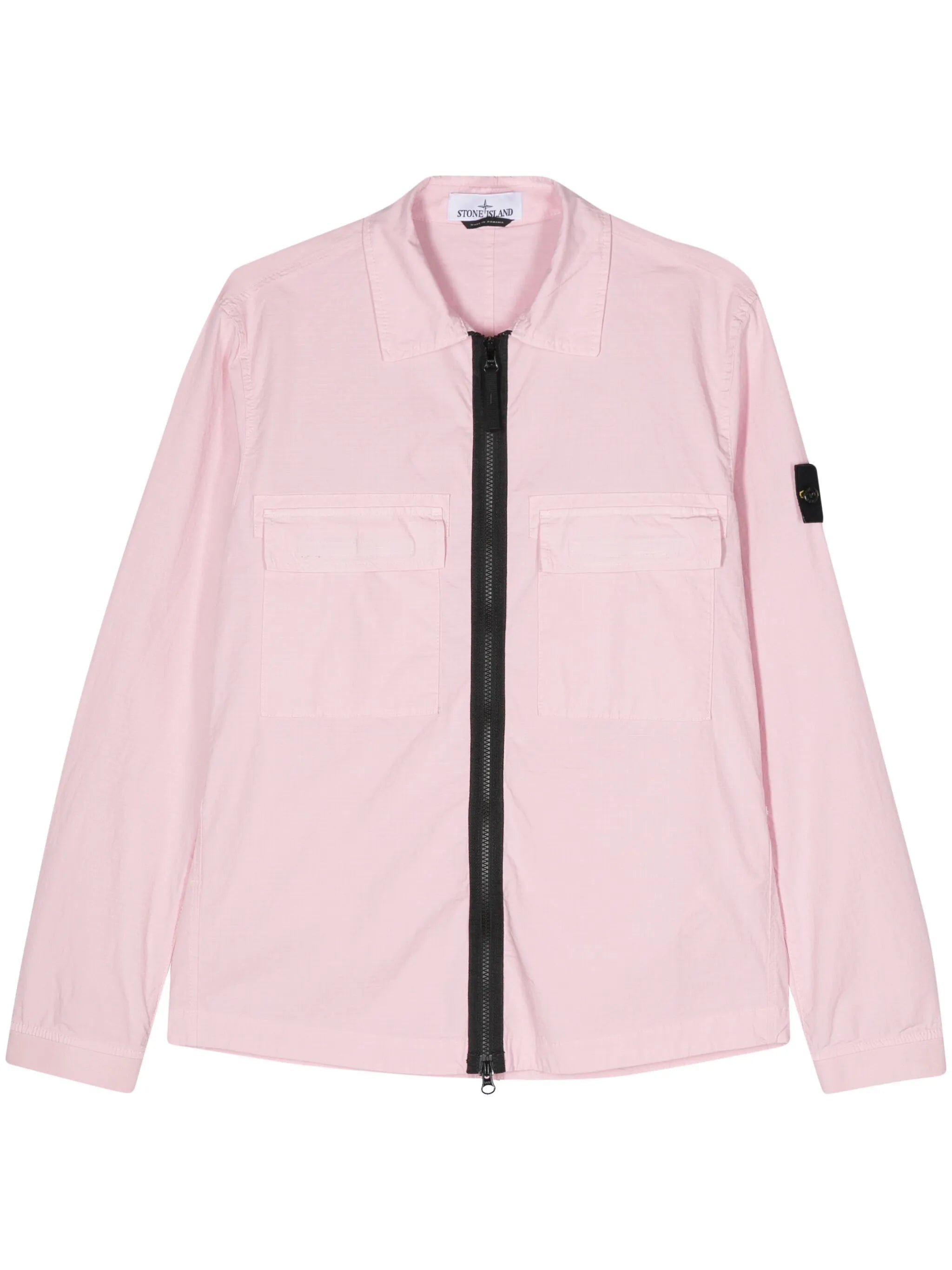 Compass-appliqué ripstop overshirt