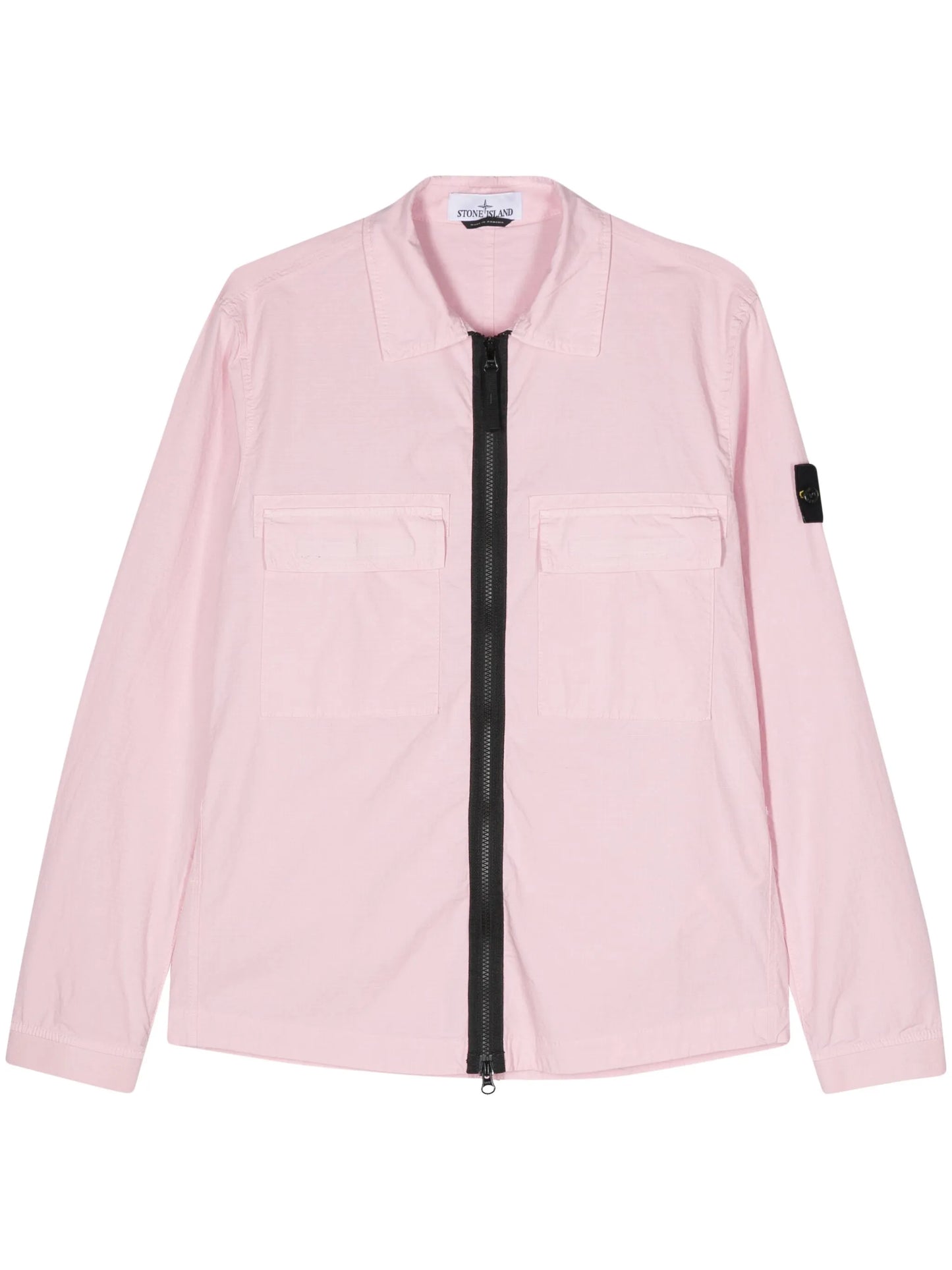 Compass-appliqué ripstop overshirt