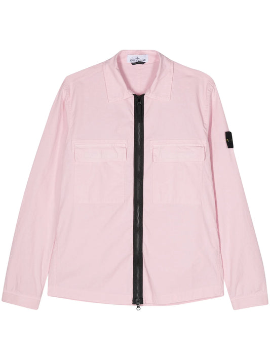 Compass-appliqué ripstop overshirt