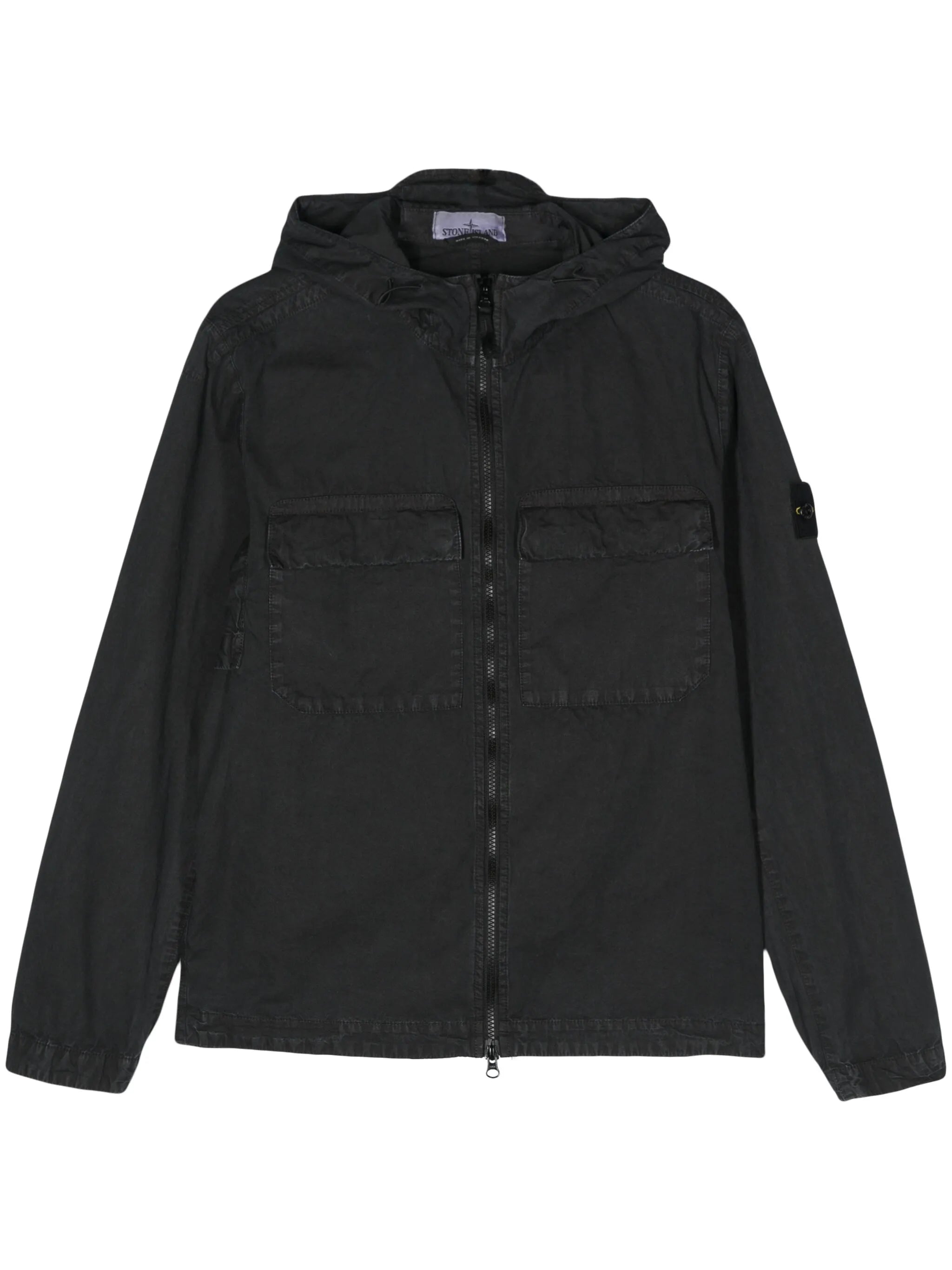 Compass-badge hooded jacket
