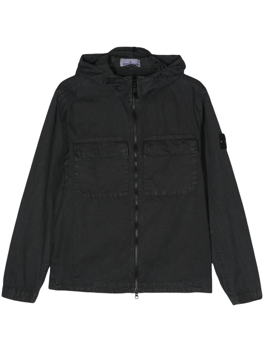 Compass-badge hooded jacket