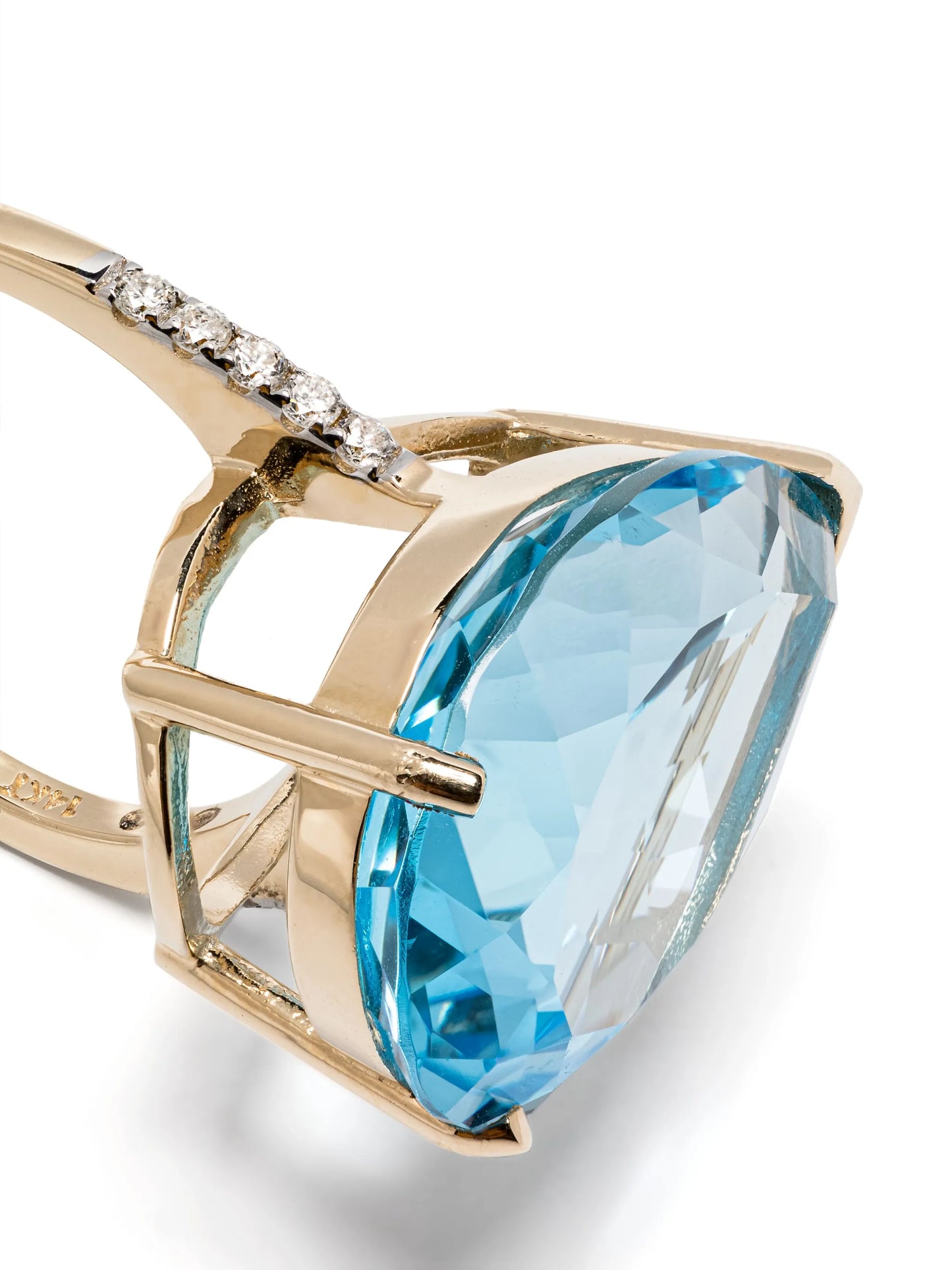 14kt yellow gold blue topaz diamond ring