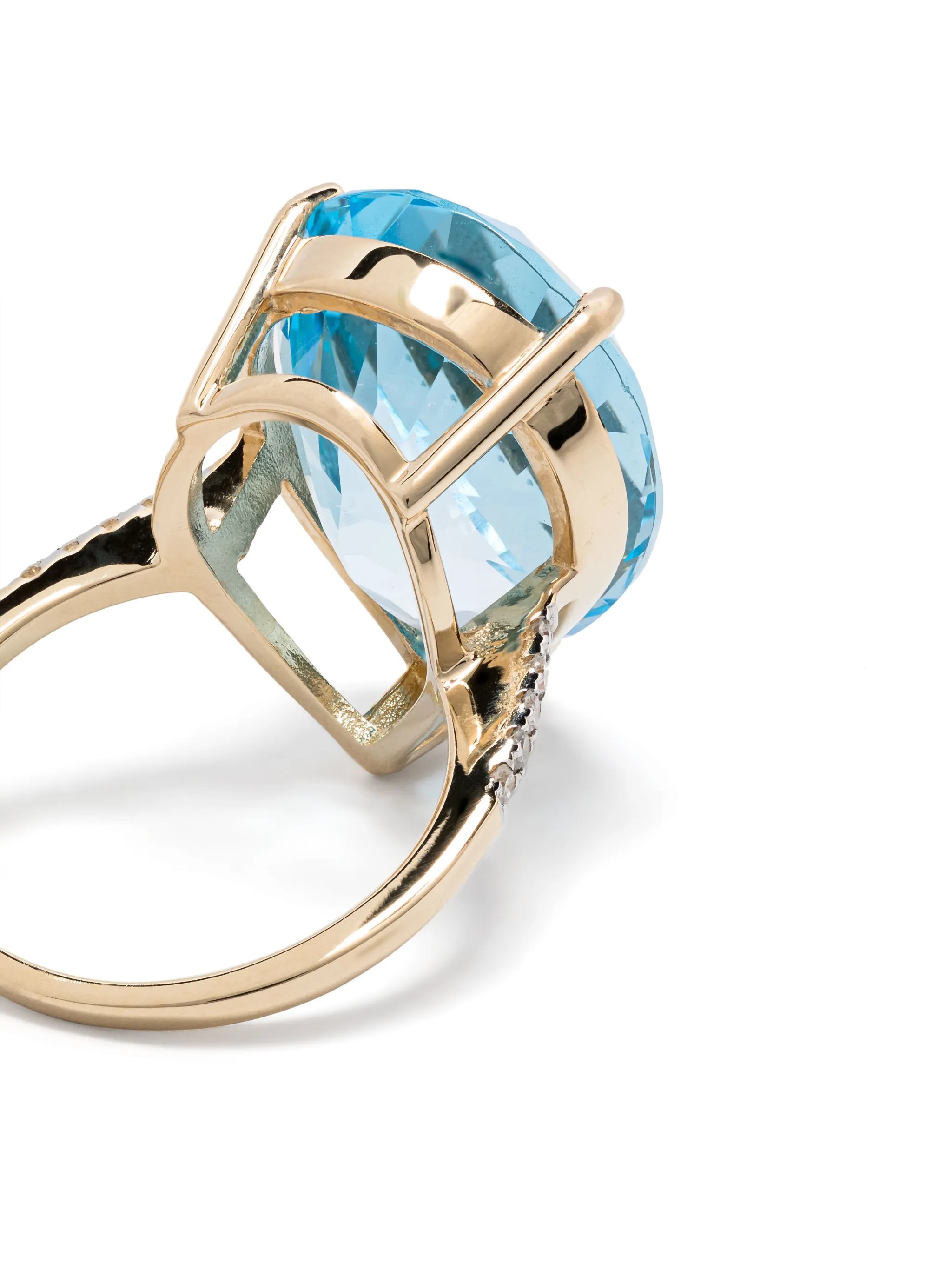 14kt yellow gold blue topaz diamond ring