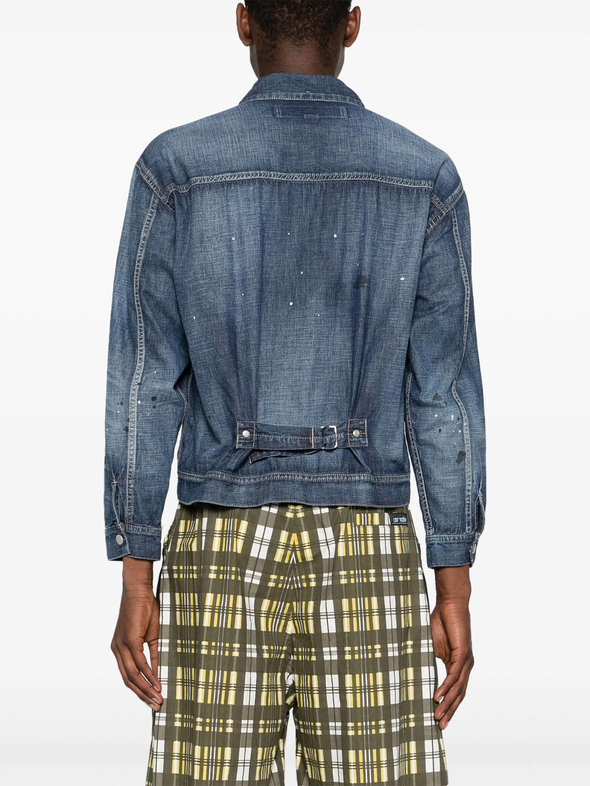 paint-splatter denim jacket