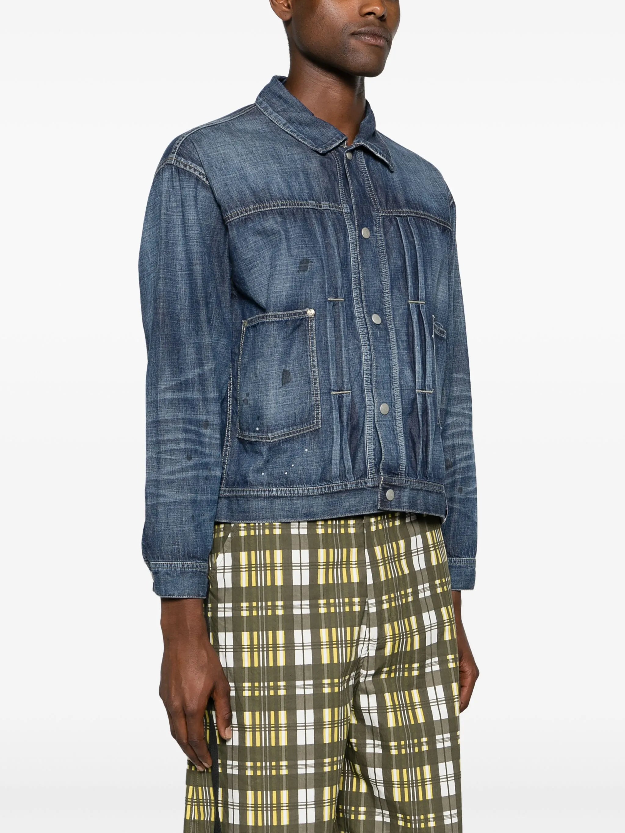 paint-splatter denim jacket