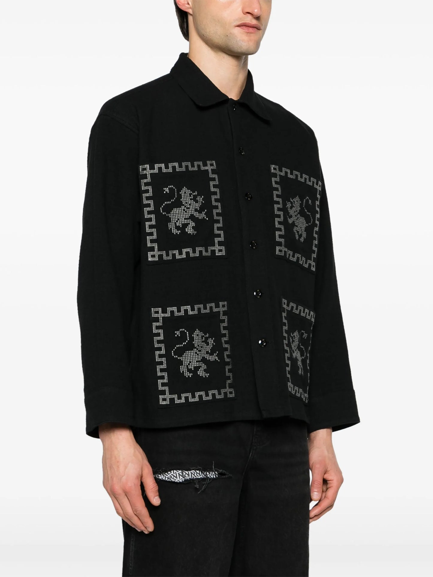 GT-embroidered cotton-blend shirt