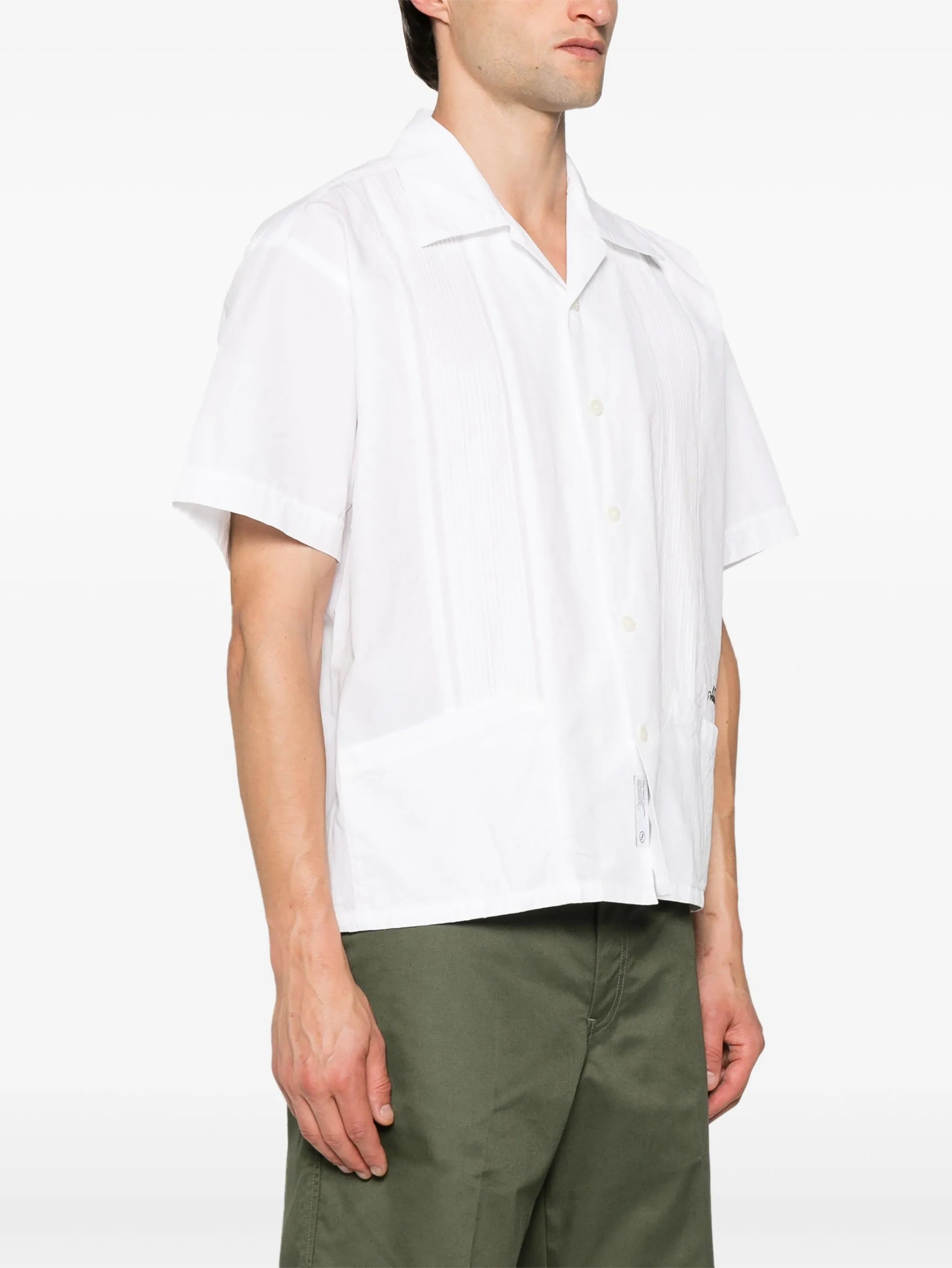 pintuck-detail poplin shirt