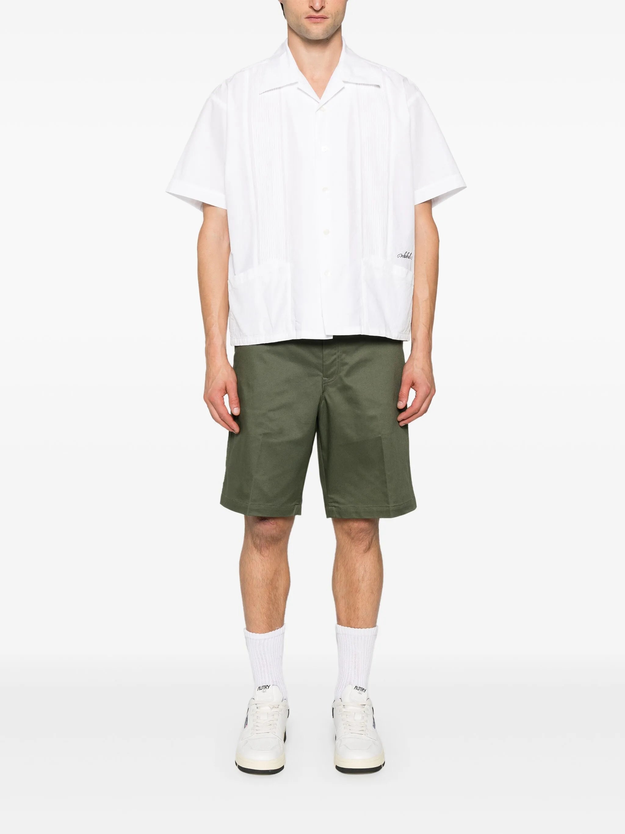 pintuck-detail poplin shirt