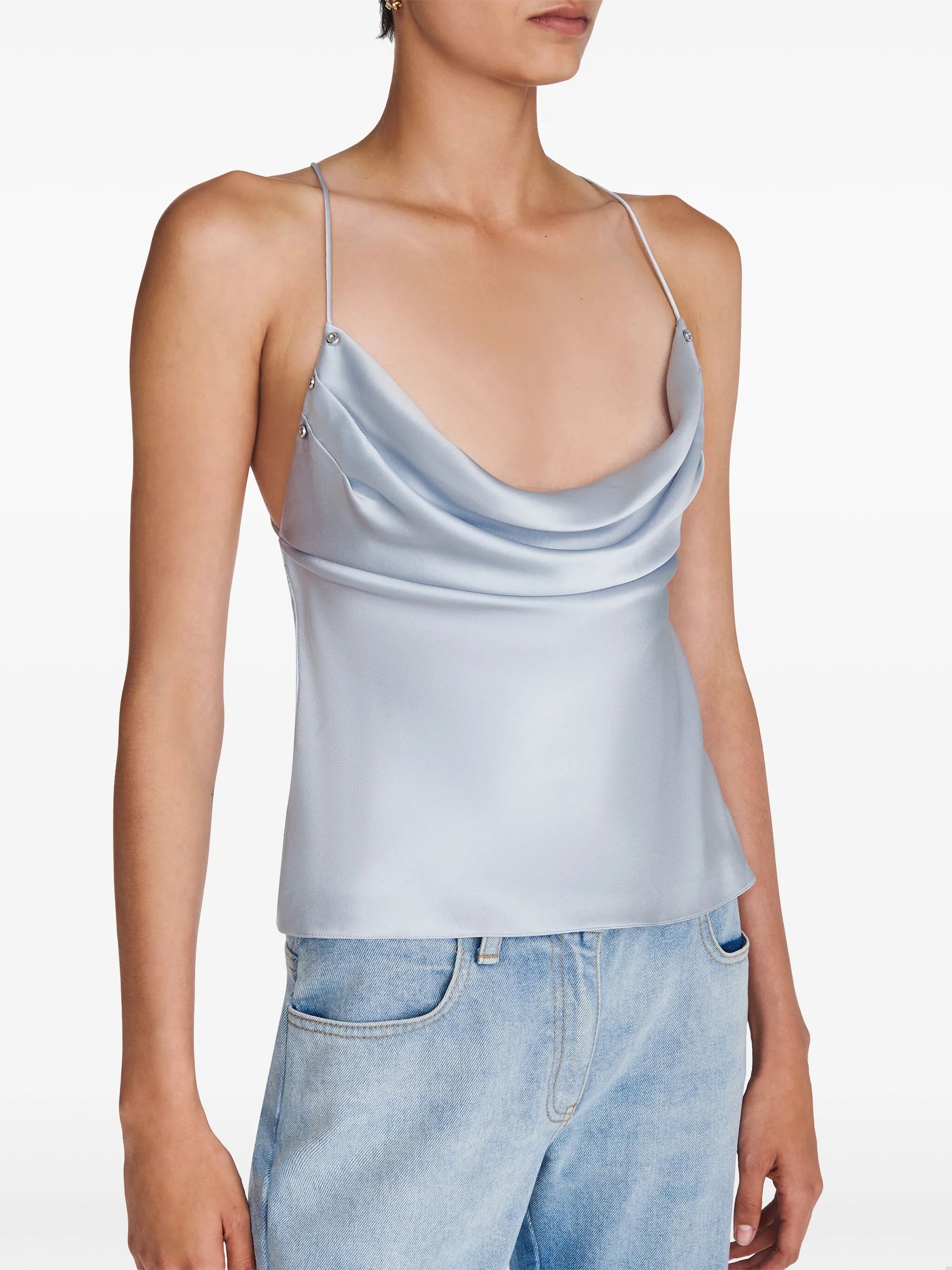 Rivet cowl-neck top