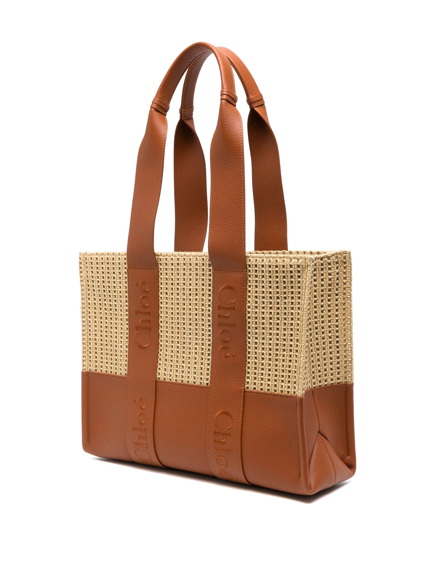 medium Woody raffia tote bag