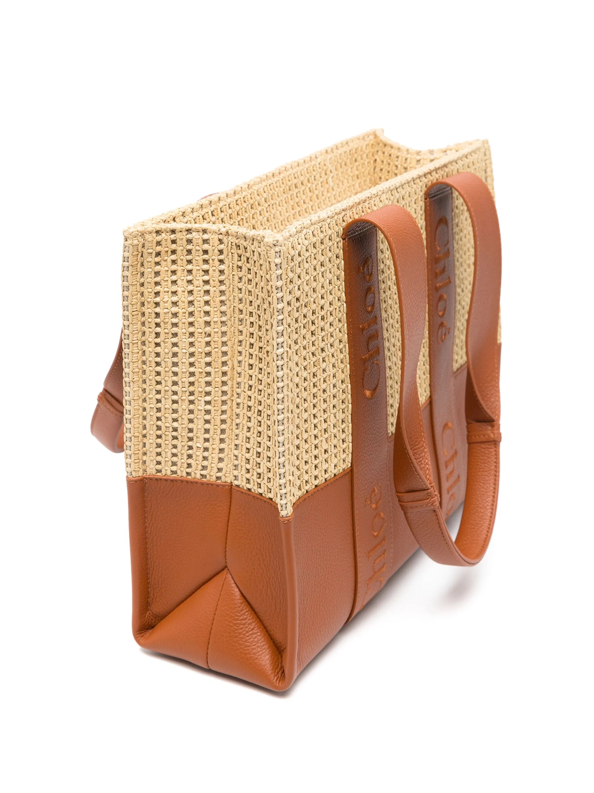 medium Woody raffia tote bag