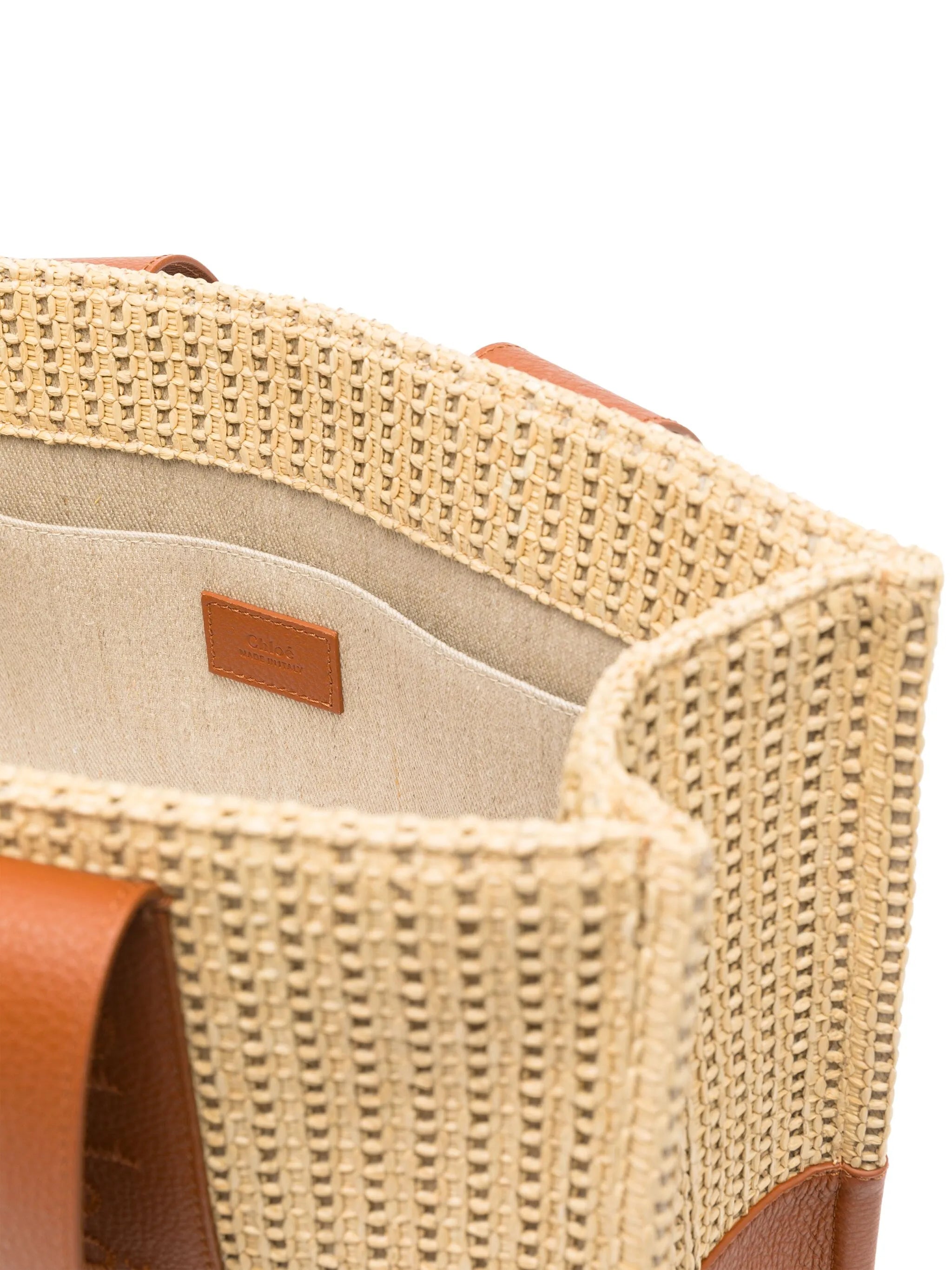medium Woody raffia tote bag