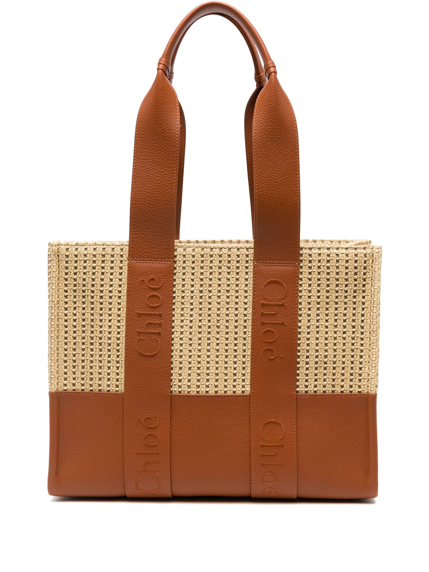 medium Woody raffia tote bag