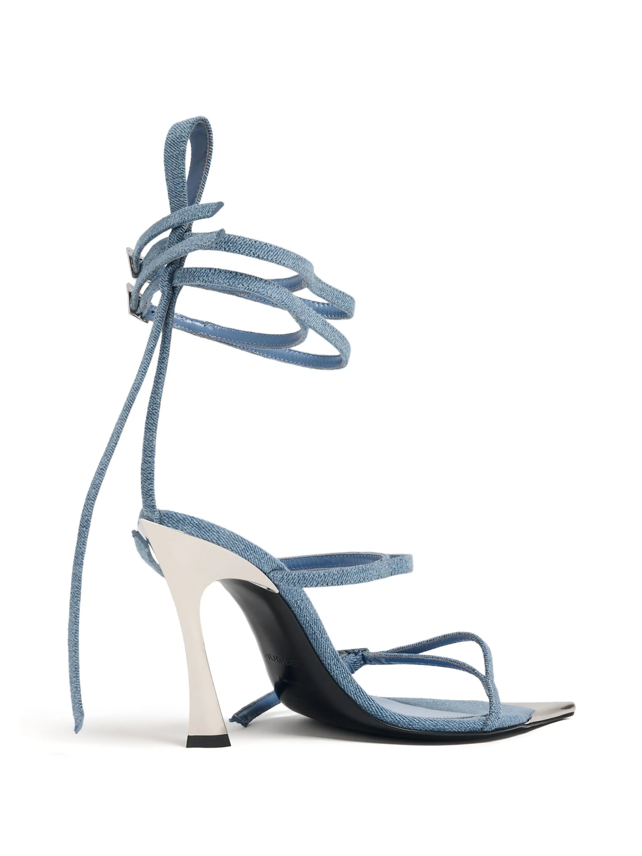 Fang 95mm strappy denim sandals