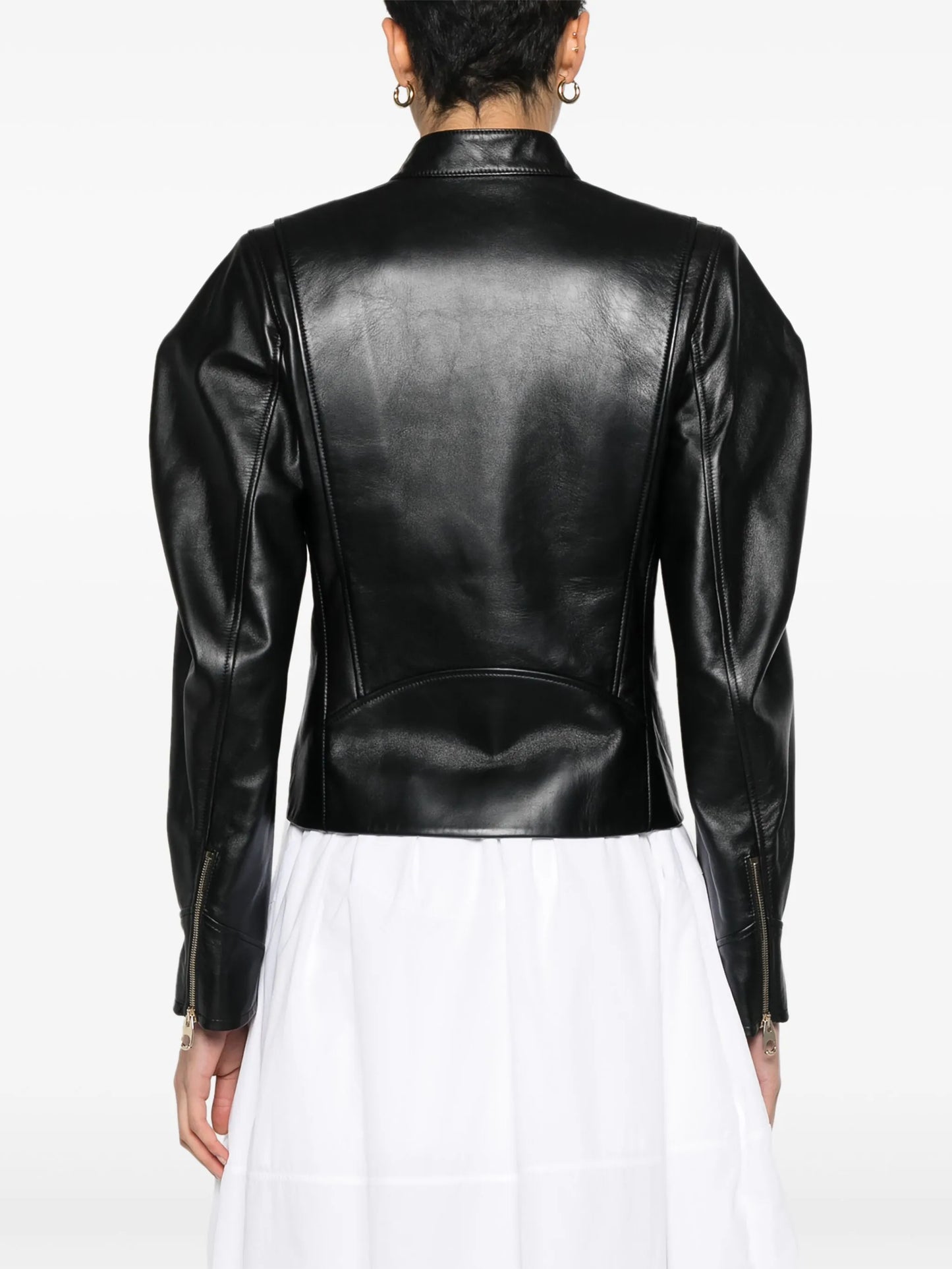 pleated leather jacket