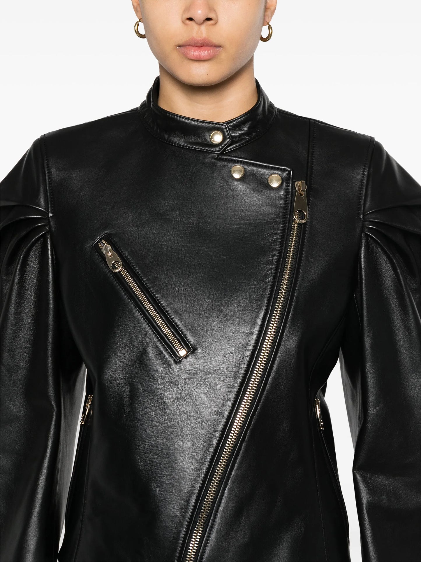 pleated leather jacket