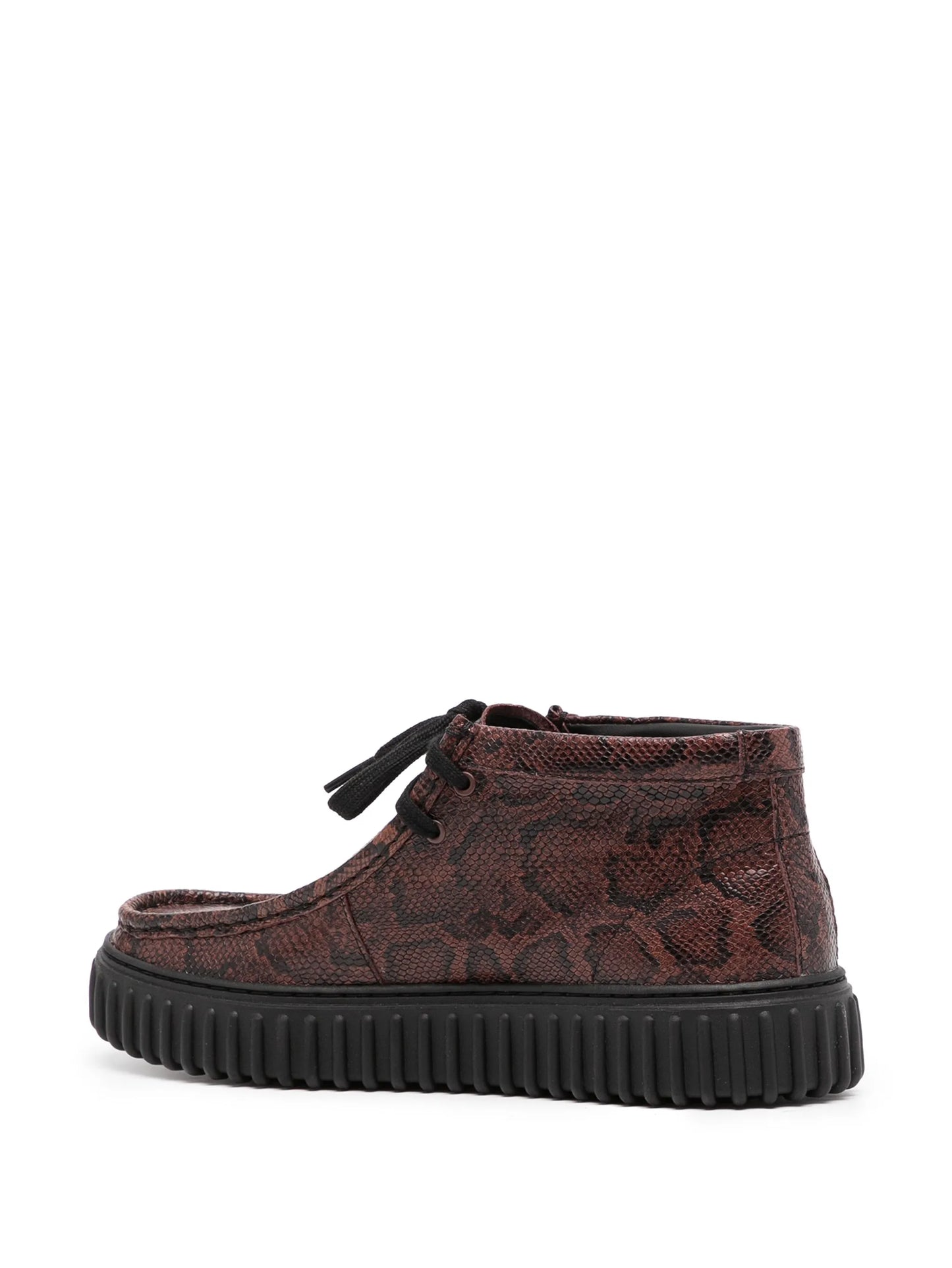 snake-print leather boots