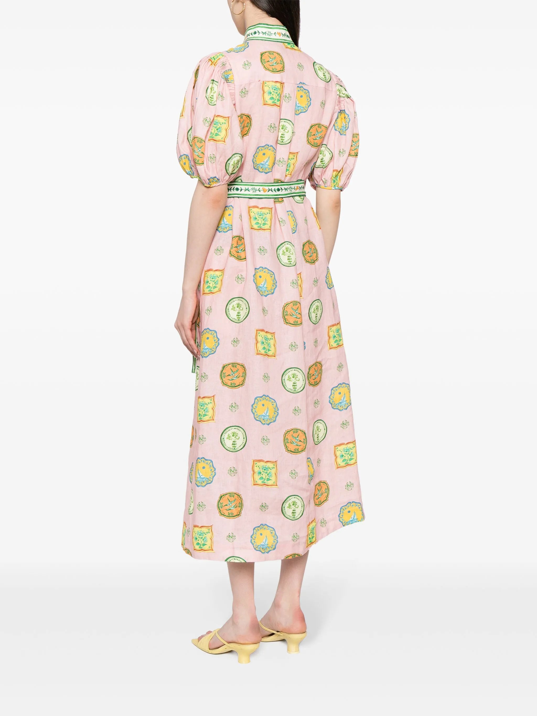 graphic-print belted shirtdress