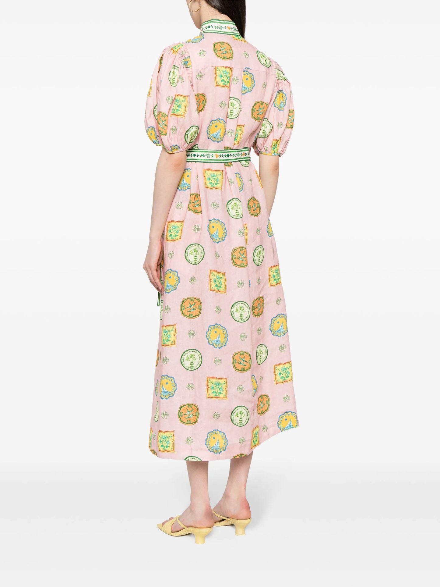graphic-print belted shirtdress