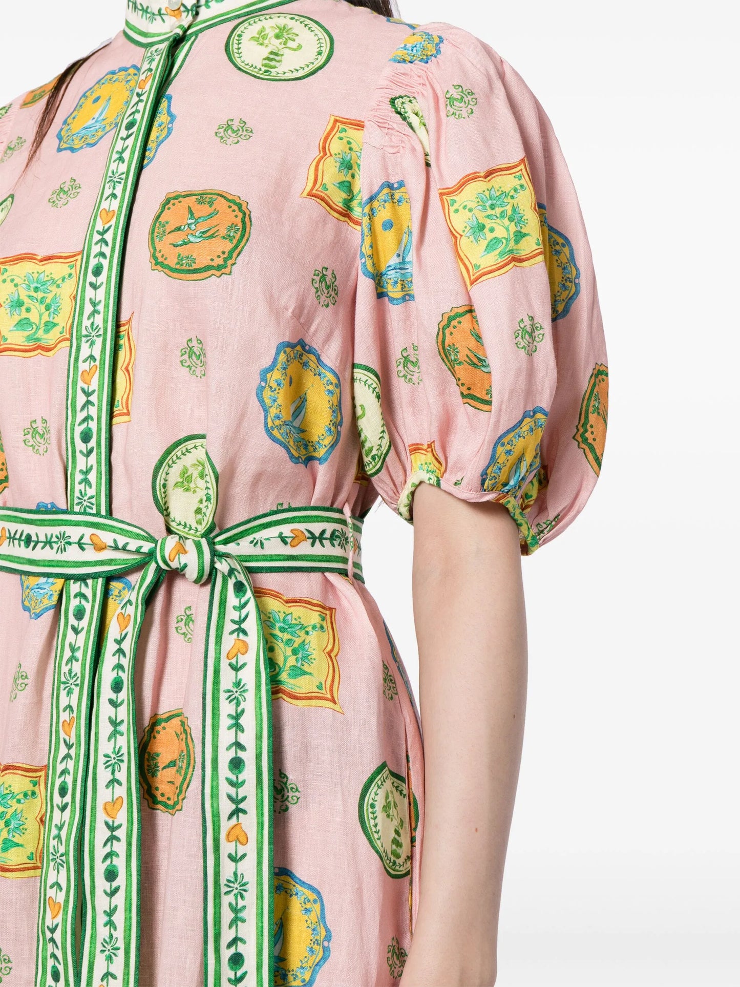 graphic-print belted shirtdress