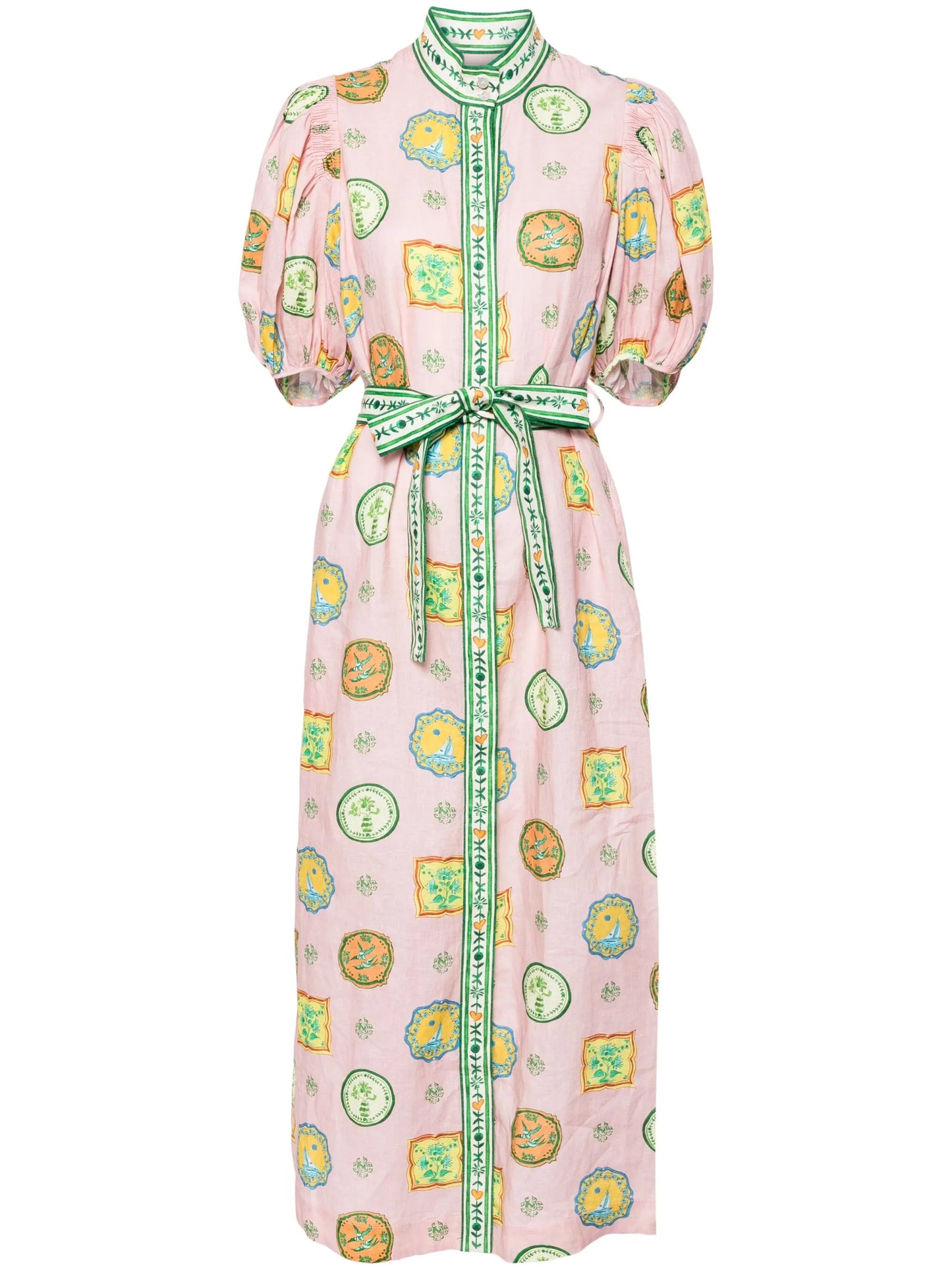 graphic-print belted shirtdress