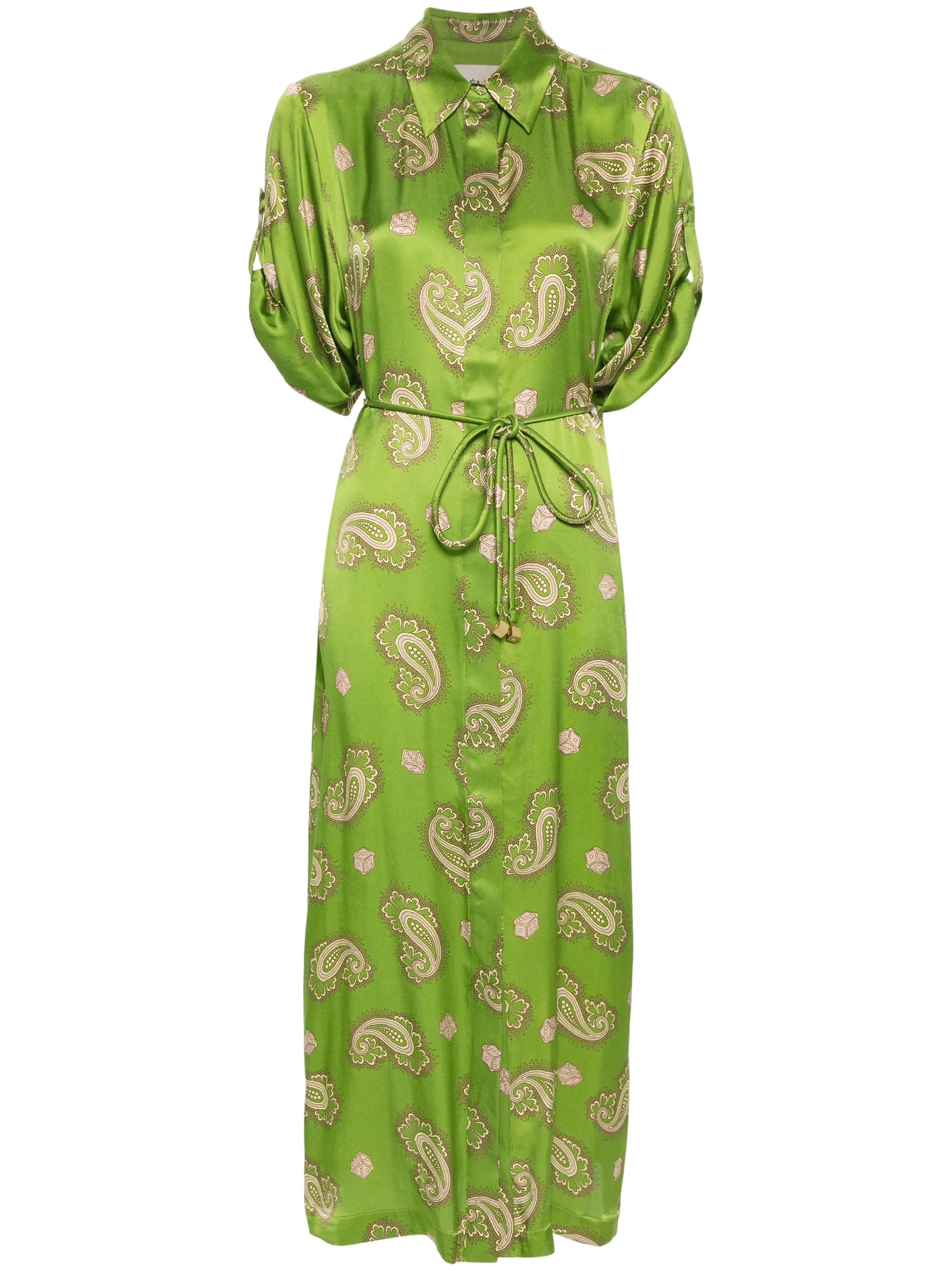 Dice paisly-print silk shirt dress