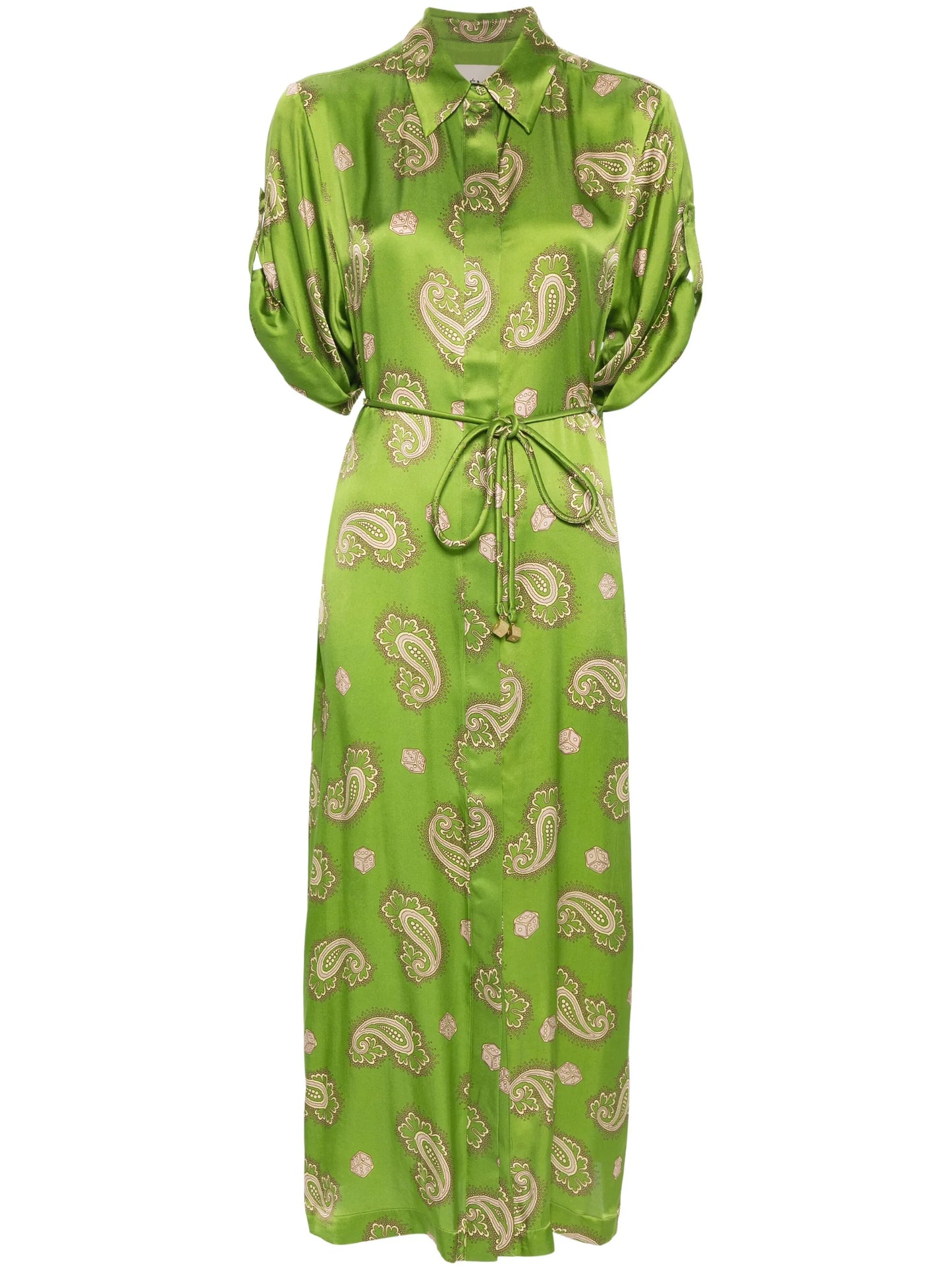 Dice paisly-print silk shirt dress