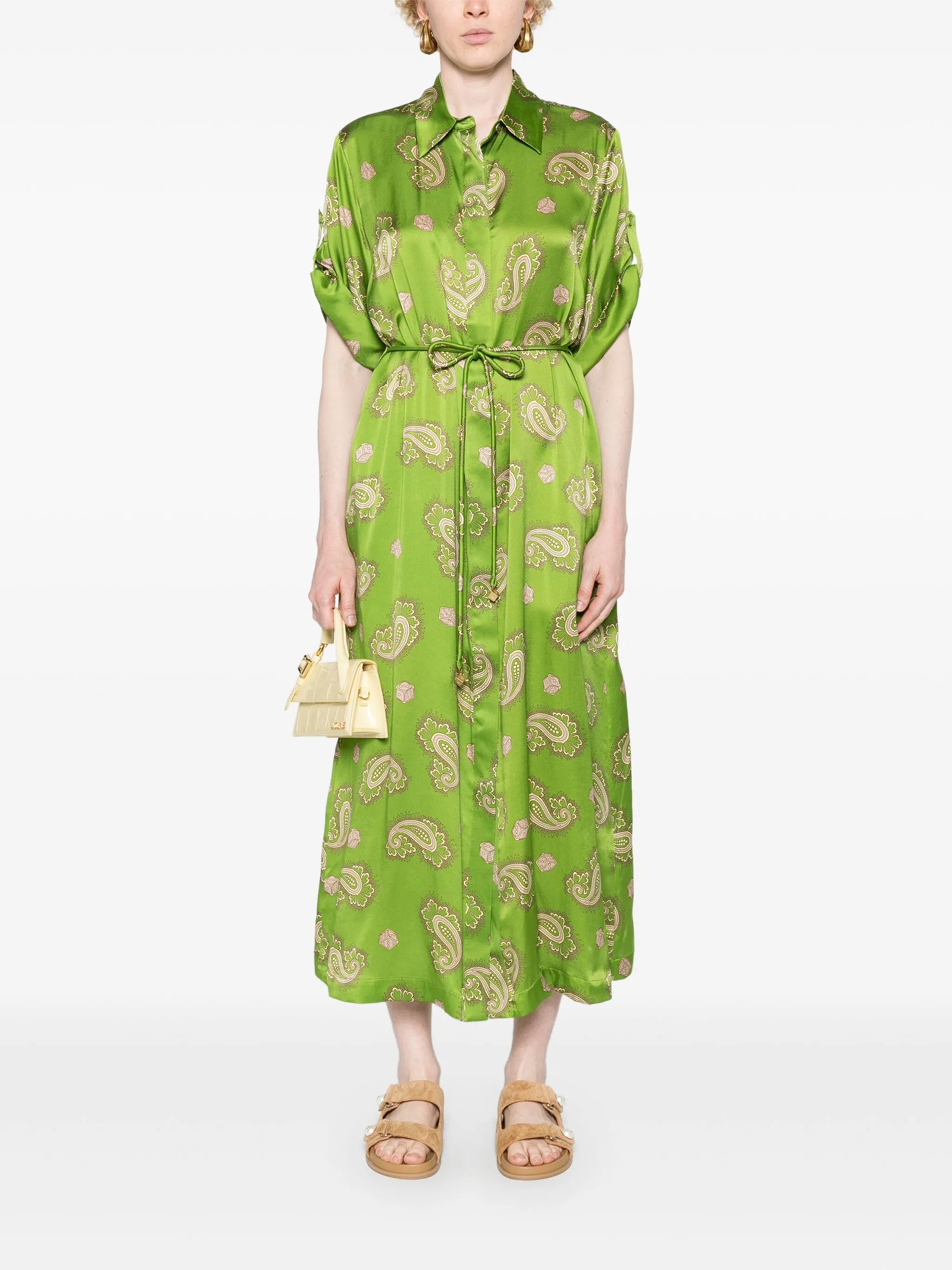 Dice paisly-print silk shirt dress