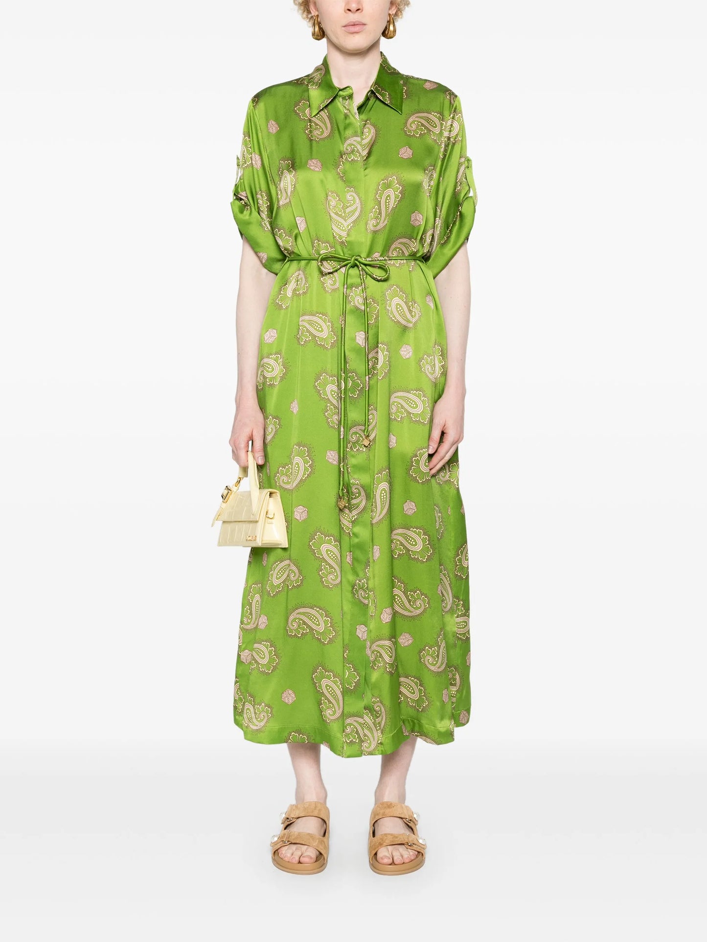 Dice paisly-print silk shirt dress