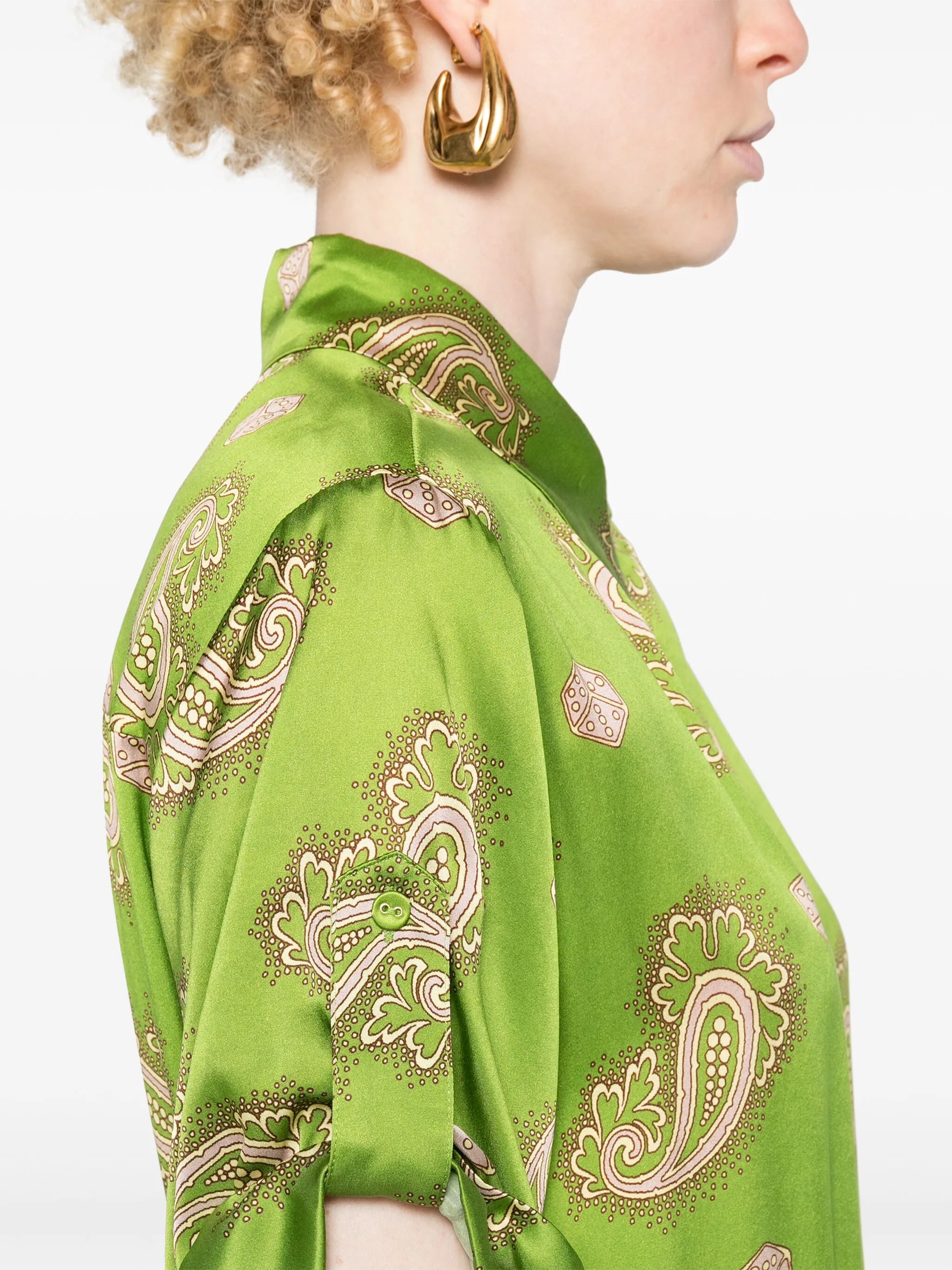 Dice paisly-print silk shirt dress